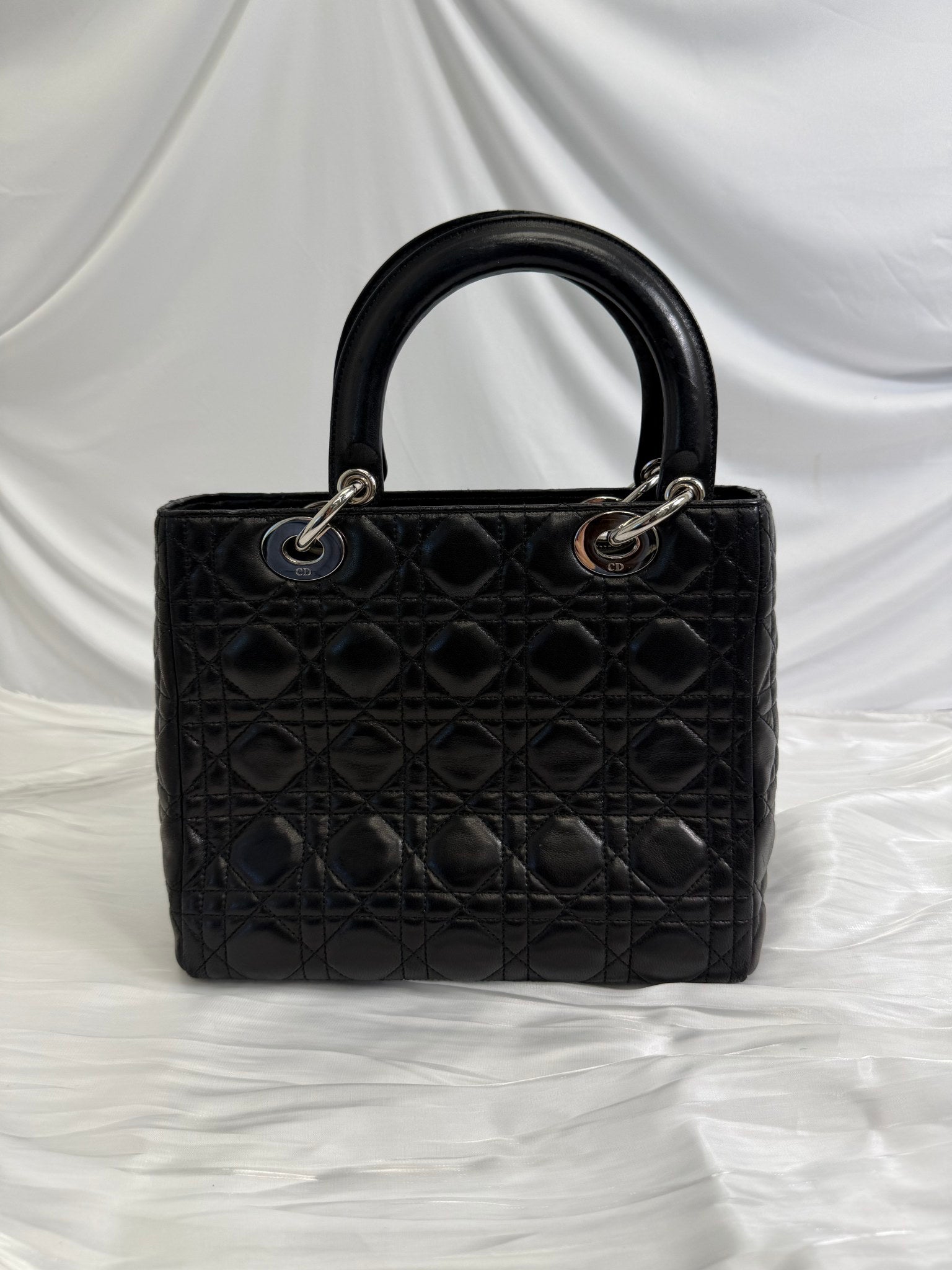 Christian Dior Black Cannage Leather Medium Lady Dior