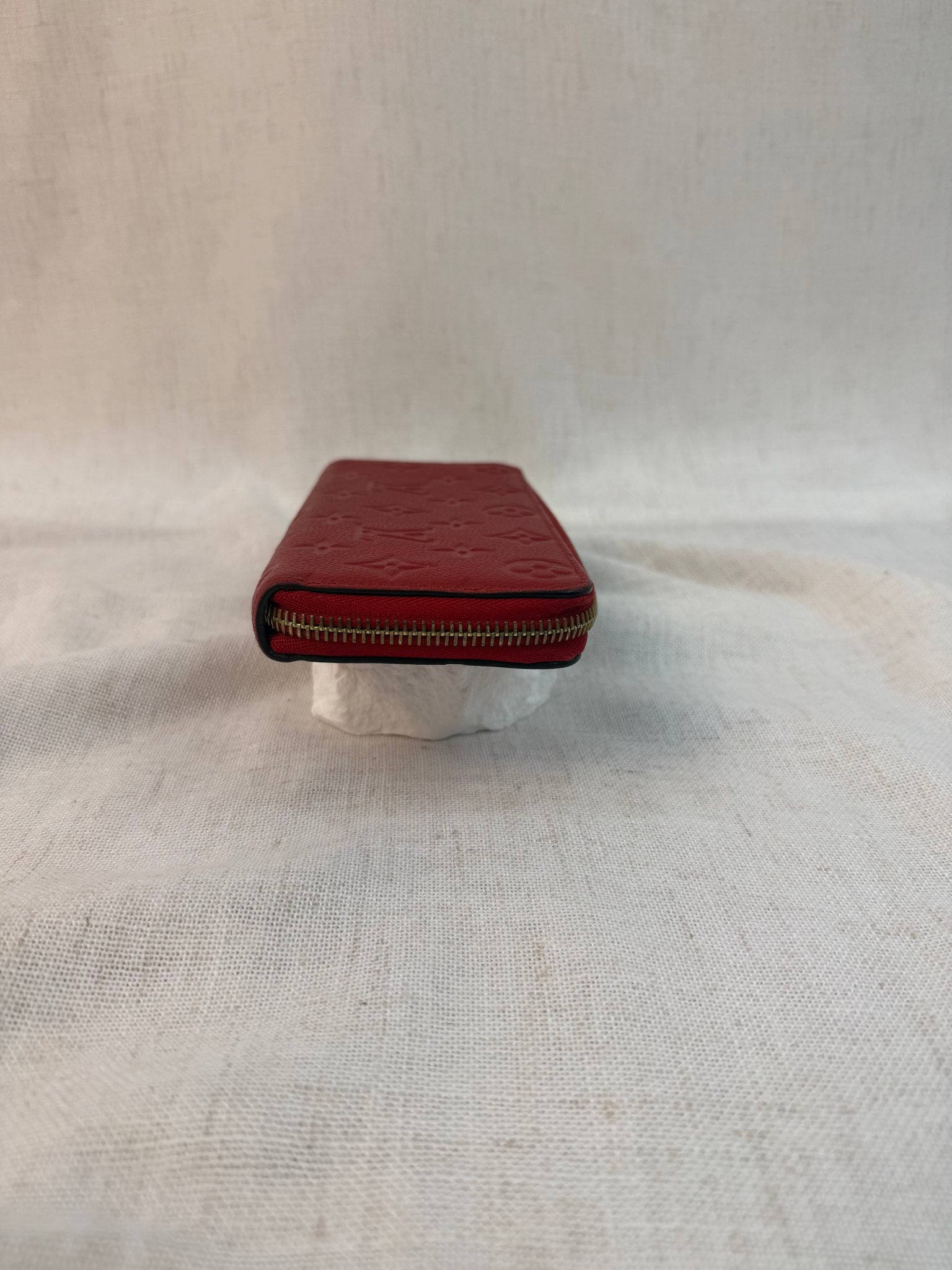 Louis Vuitton Red Leather Clemence Zippy Wallet