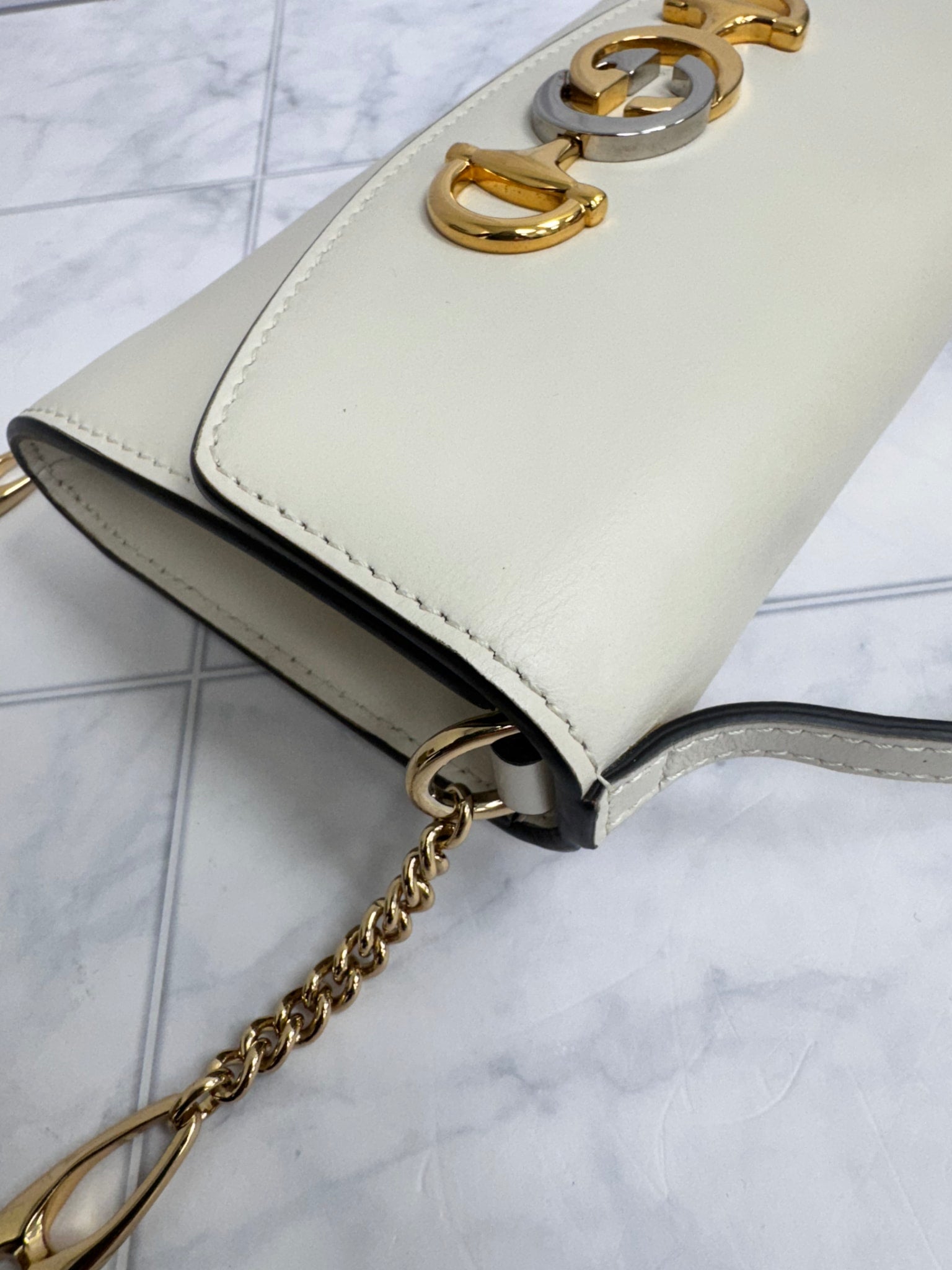 Gucci White Leather Zumi Mini 2Way Bag