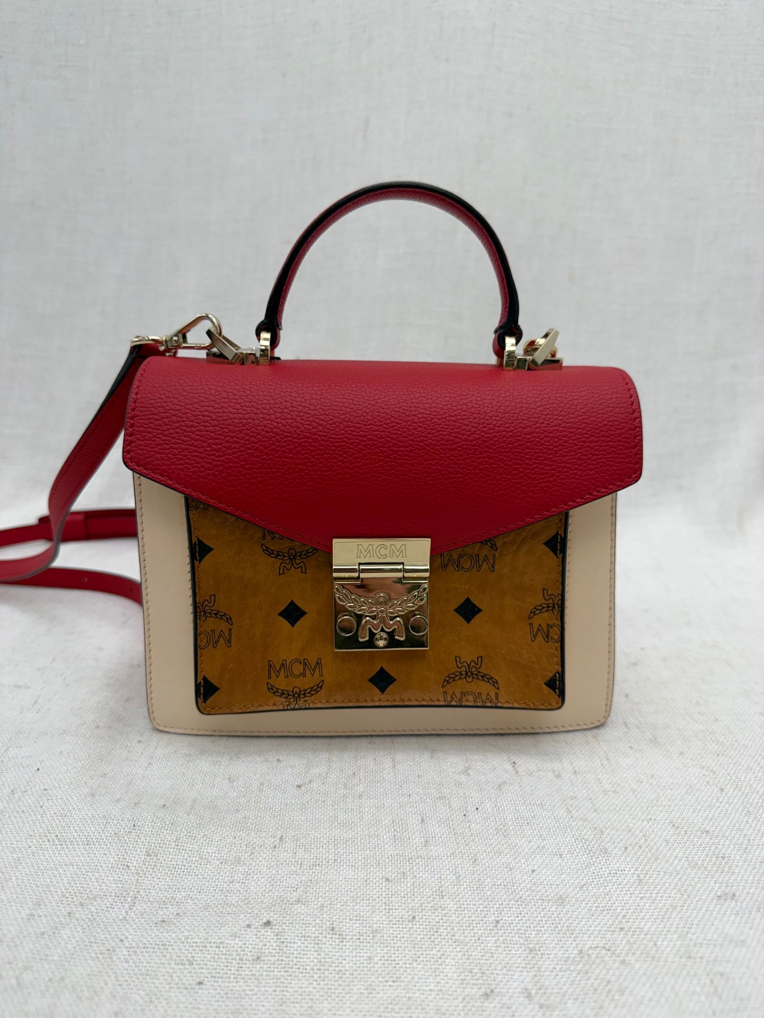 MCM Tricolor Leather Patricia Satchel 2way Bag