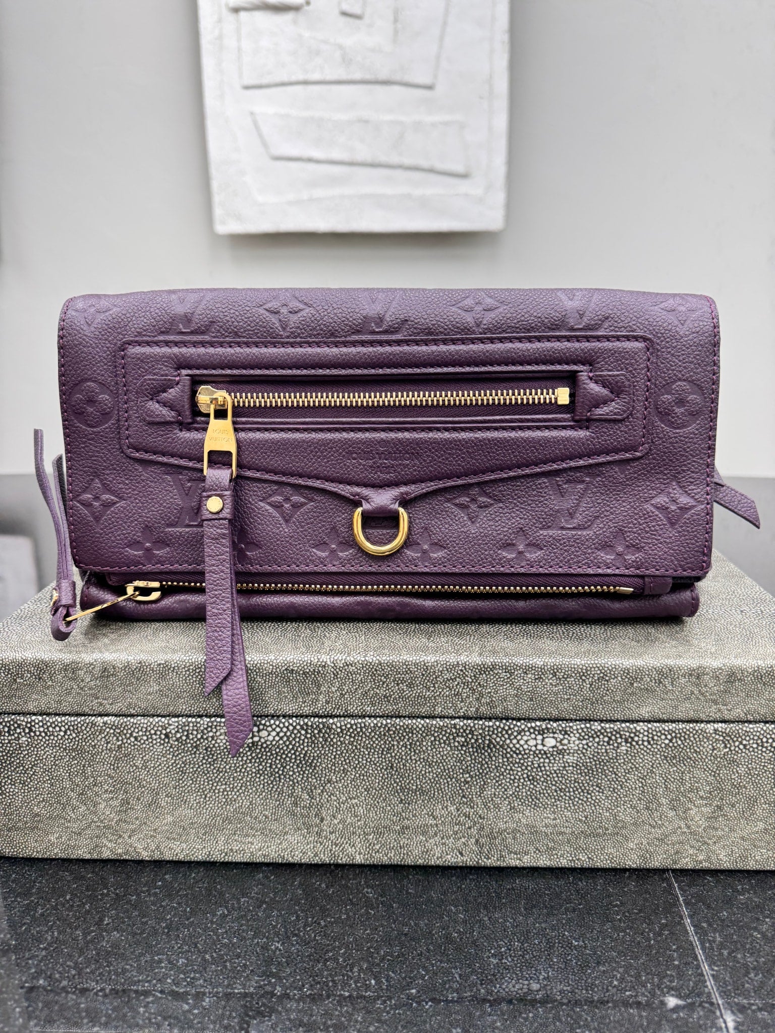 Louis Vuitton Dark Purple Empreinte Leather Monogram Petillante Clutch