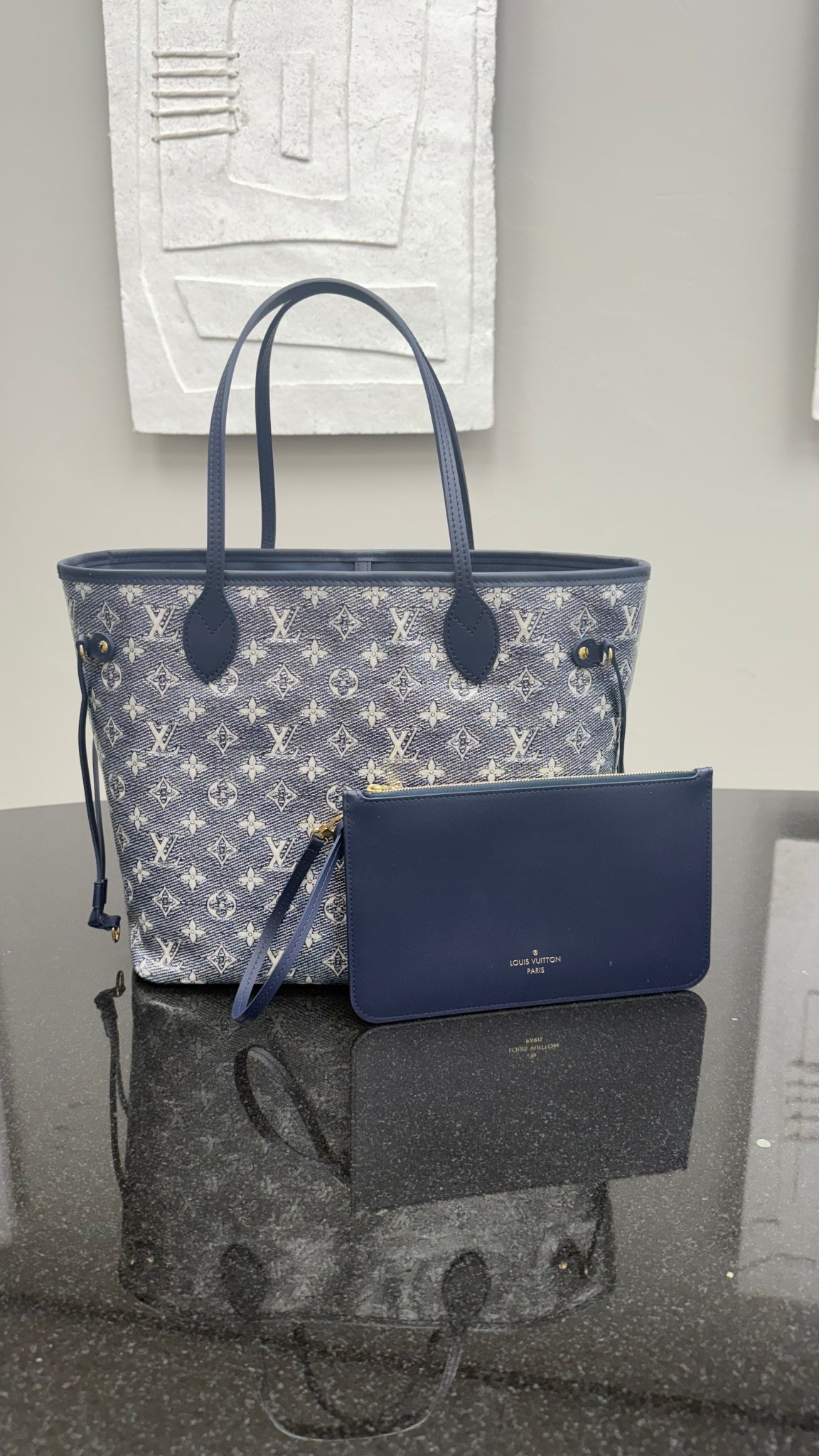 Louis Vuitton Blue Jacquard Coated Canvas Neverfull MM