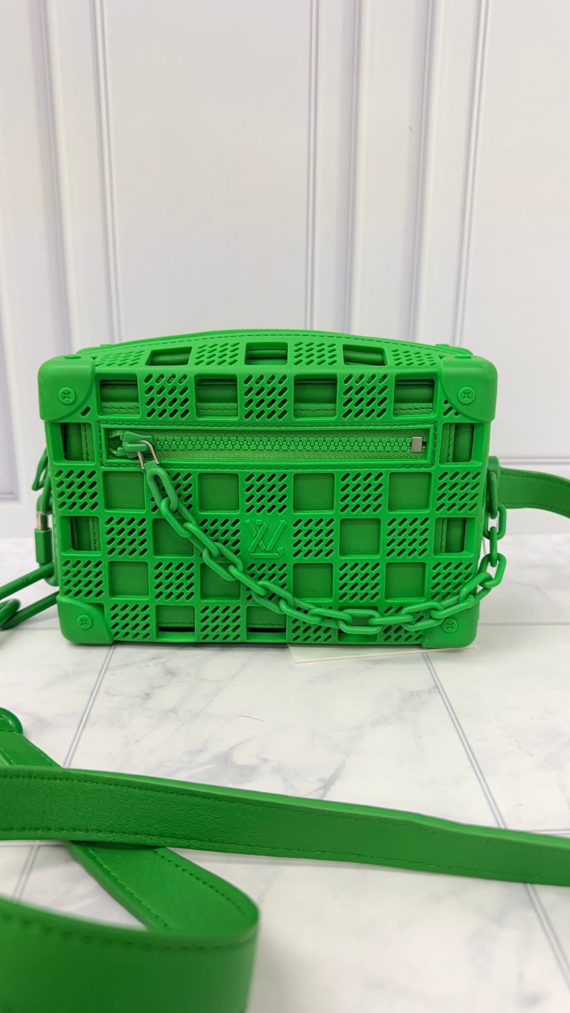 Louis Vuitton Green Rubber Mini Soft Trunk Crossbody Bag