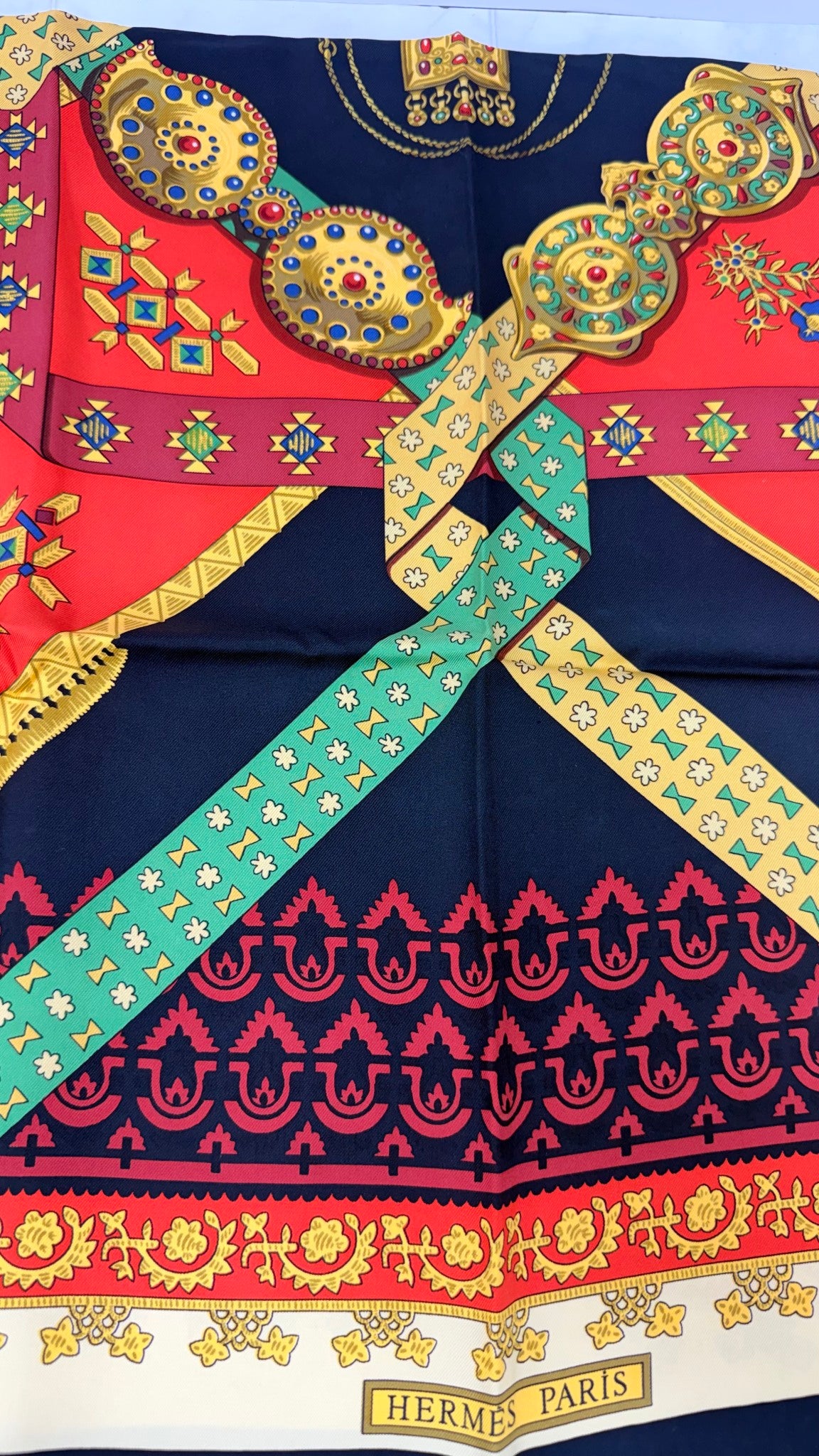 Hermes Multicolor Silk Brins d’or Carre 90 Scarf