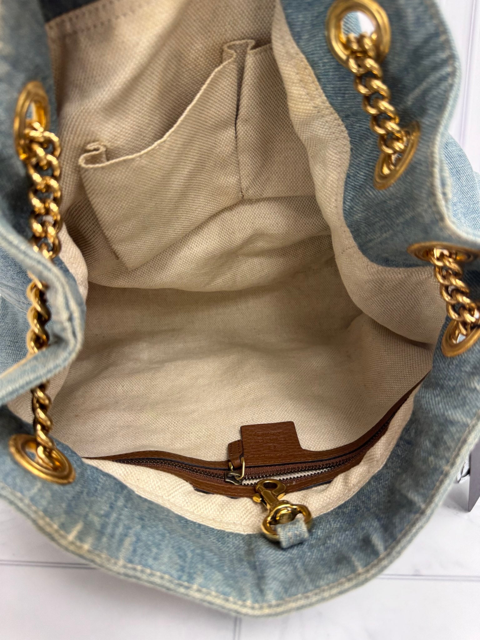 Gucci Blue Denim Medium Soho Tote Bag