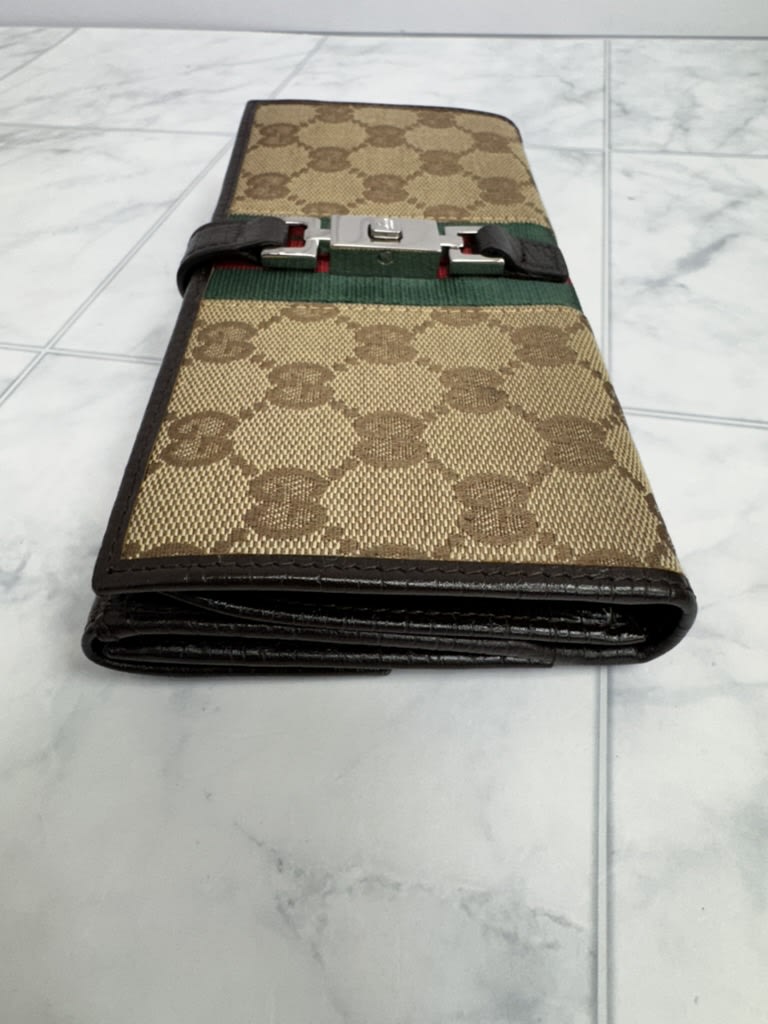 Gucci GG Canvas Sherry Line Jackie Long Wallet