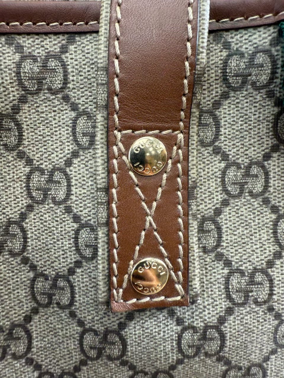 Gucci GG Beige Coated Canvas Web Loop Duffle Bag