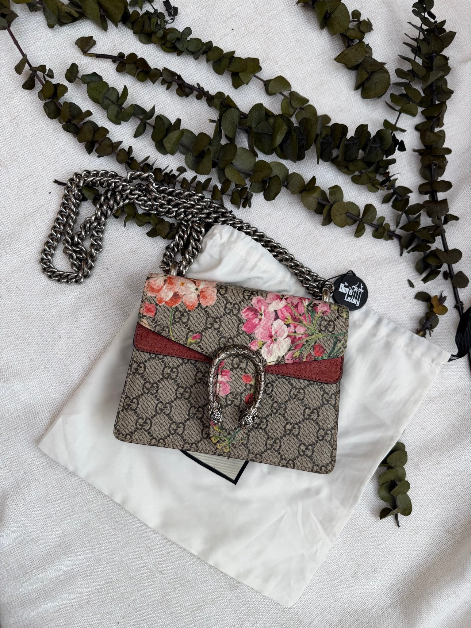 Gucci Pink Blooms Supreme Canvas Mini Dionysus Chain Bag