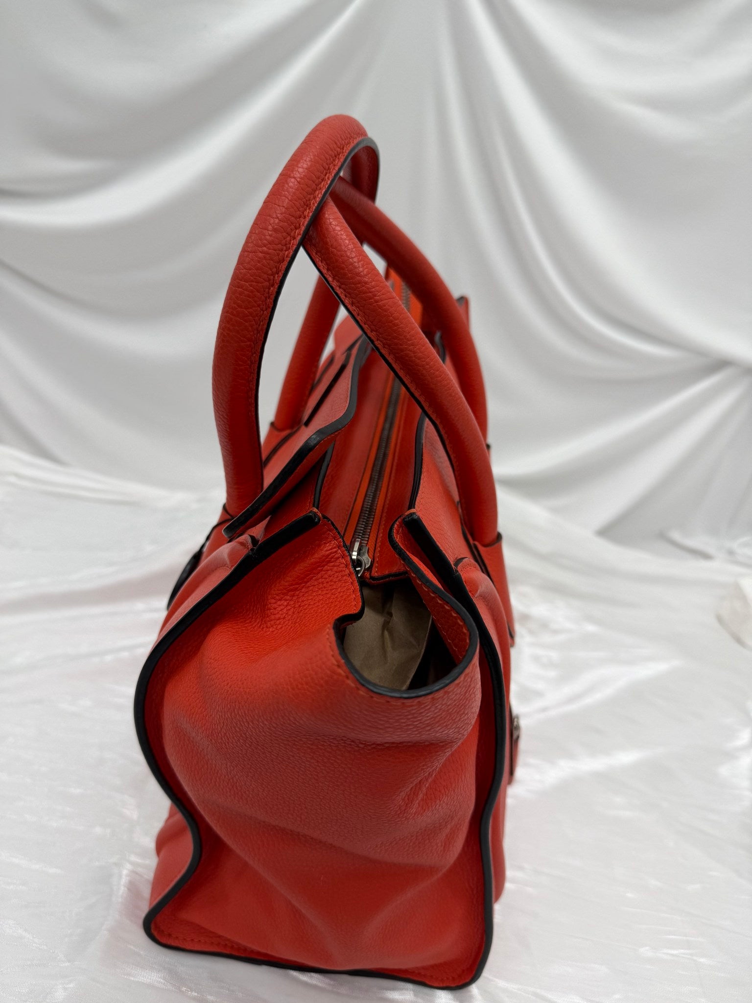 Celine Orange Leather Mini Luggage Handbag