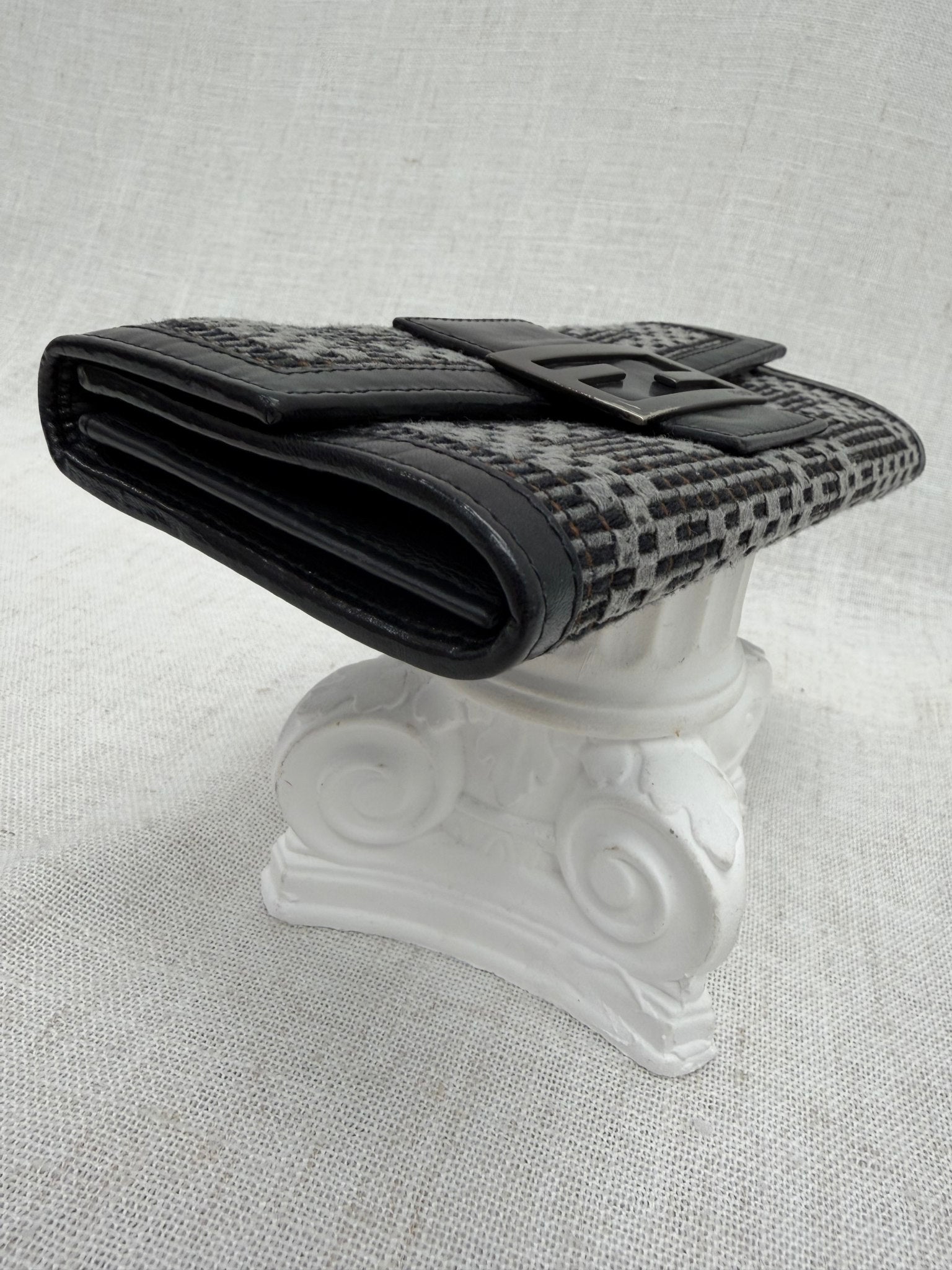 Fendi Black Textured Zucca Long Wallet