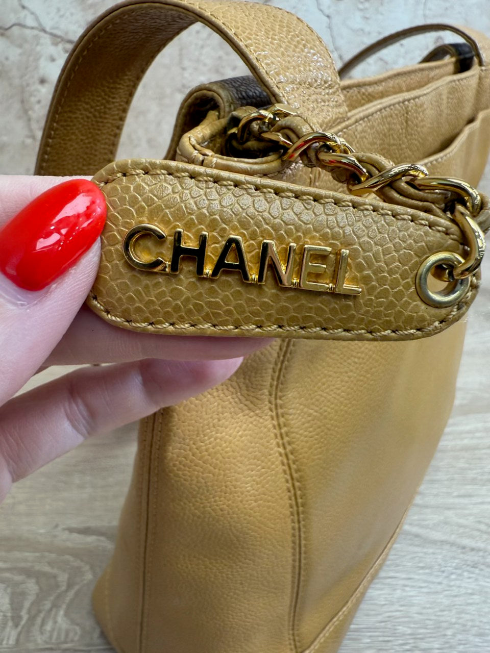 Chanel Tan Caviar Tote Bag