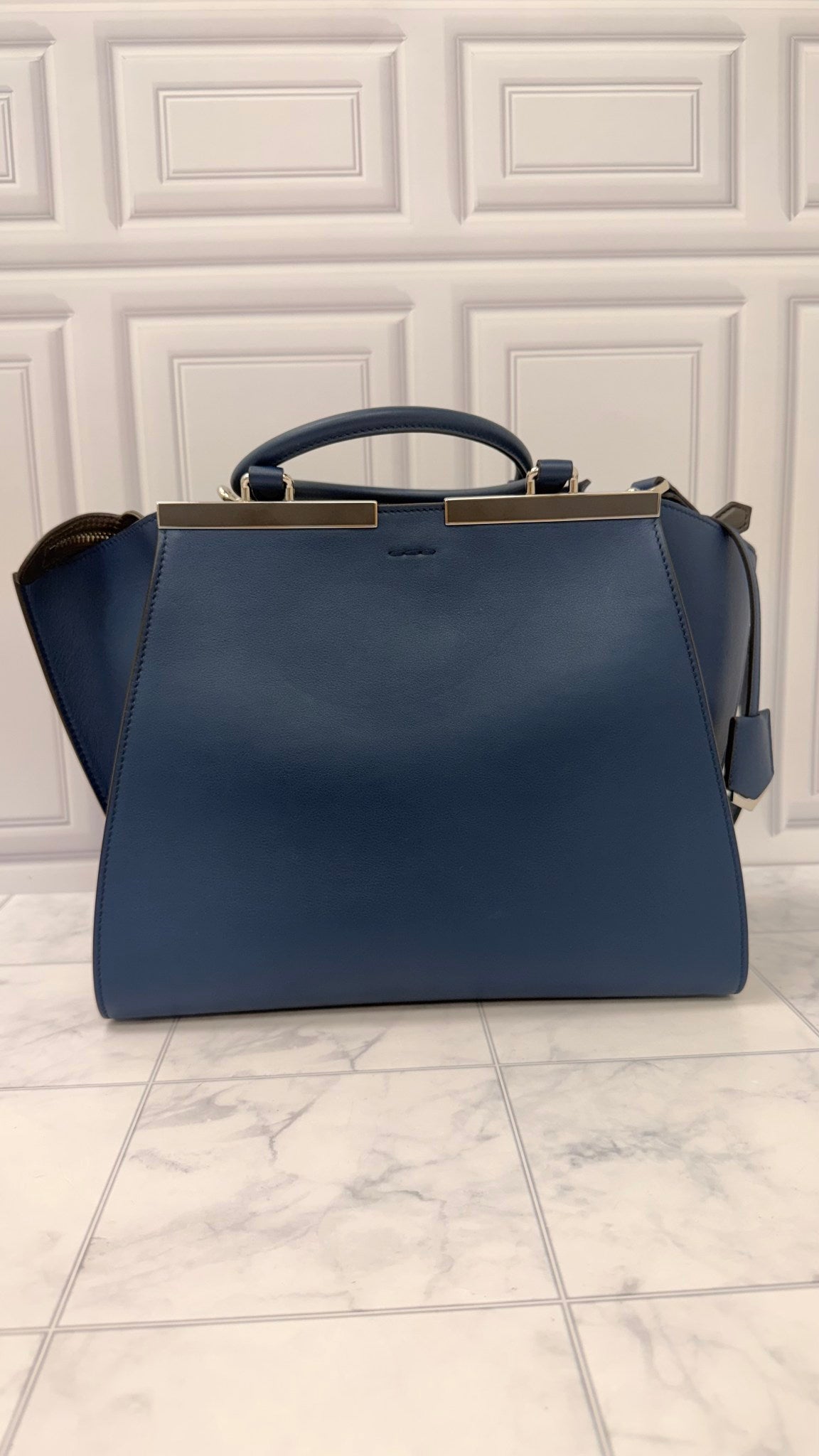 Fendi Blue Leather 3 Jours Medium Handbag