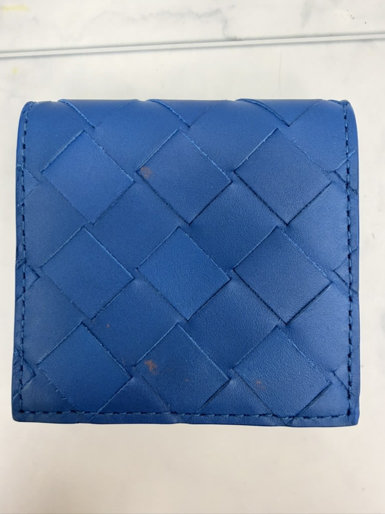 Bottega Veneta Blue Intrecciato Coin Wallet