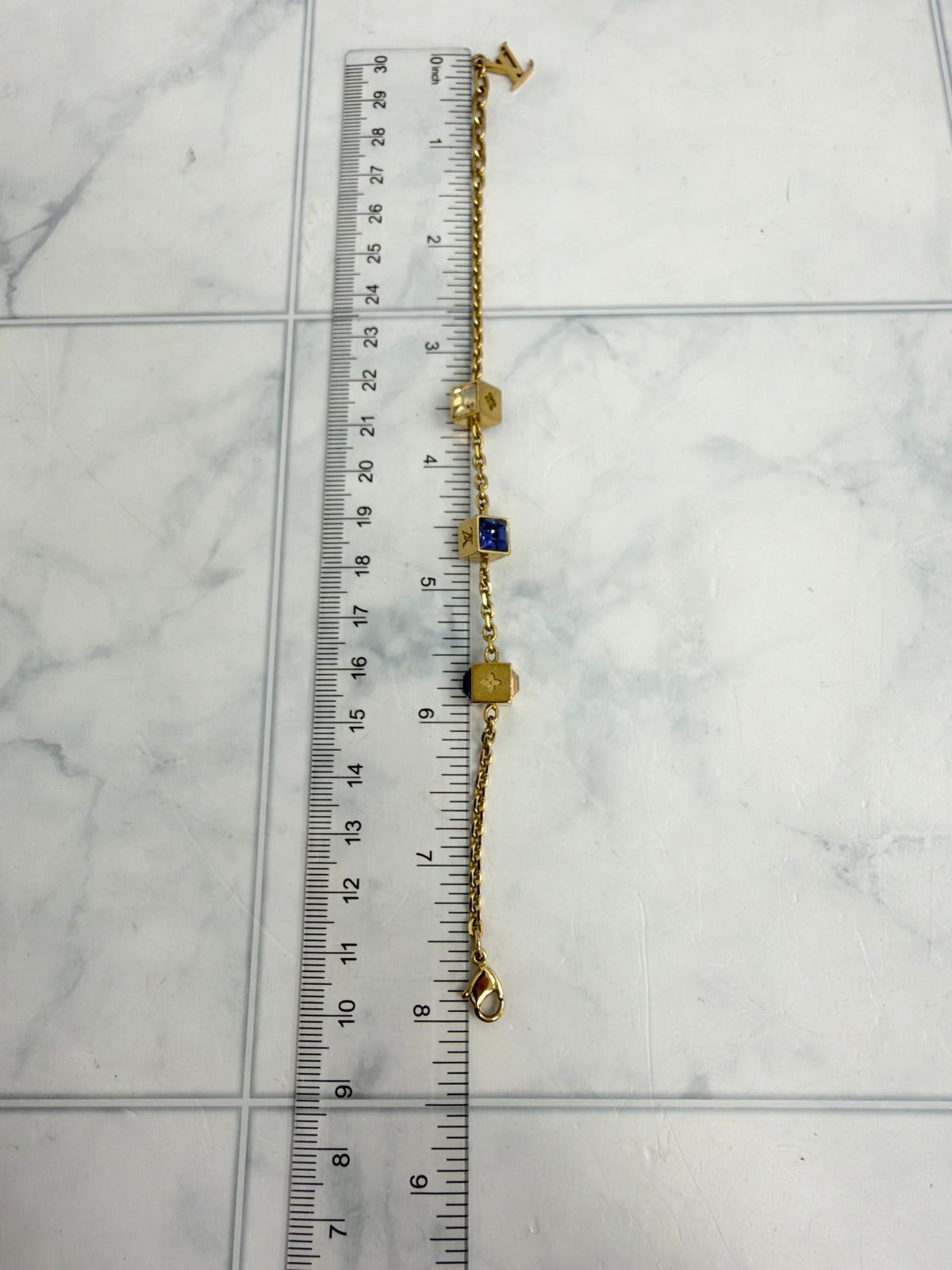 Louis Vuitton Gold Tone Monogram Gamble Dice Charm Bracelet