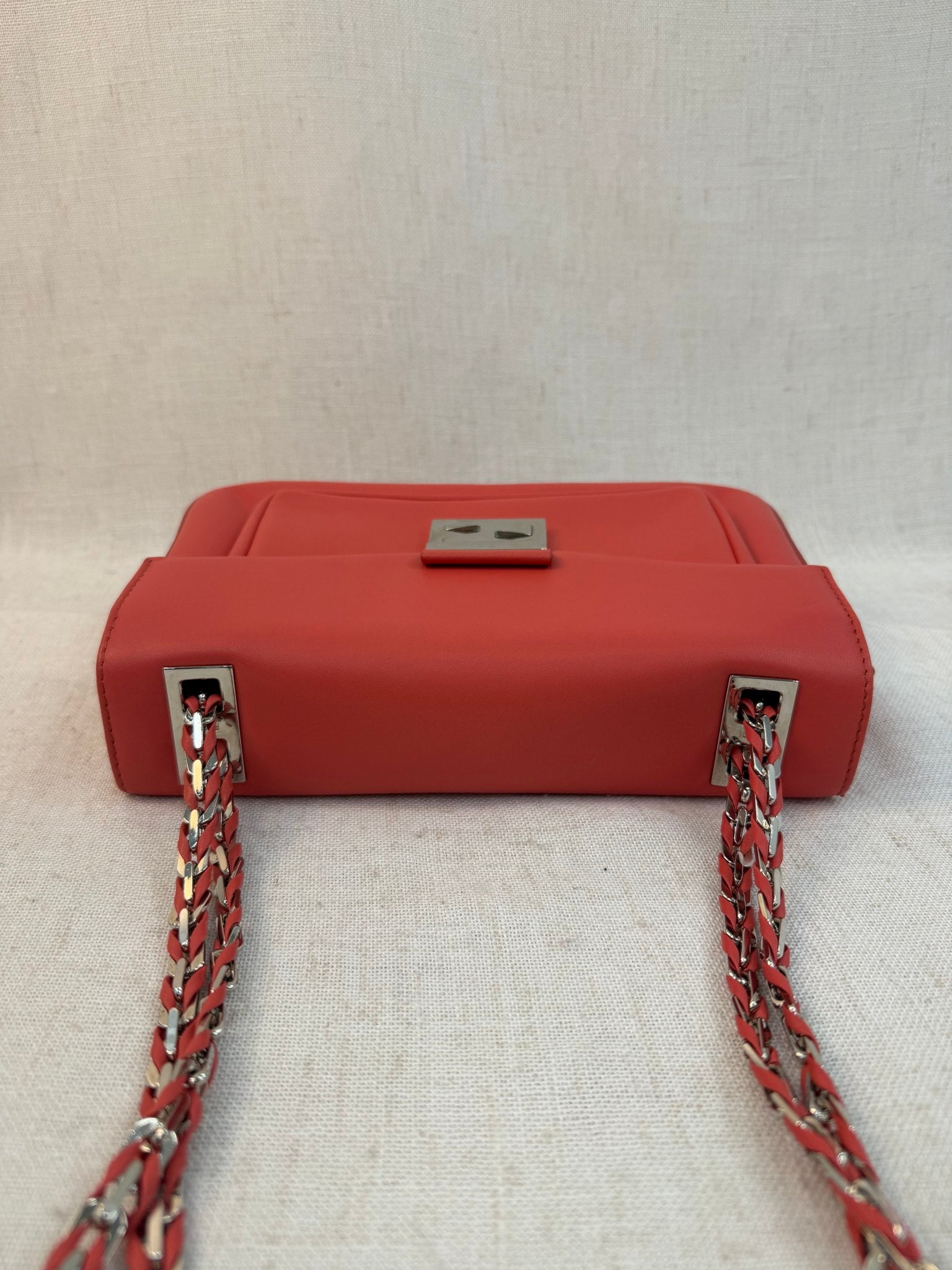 Fendi Coral Pink Leather Be Baguette Flap Bag
