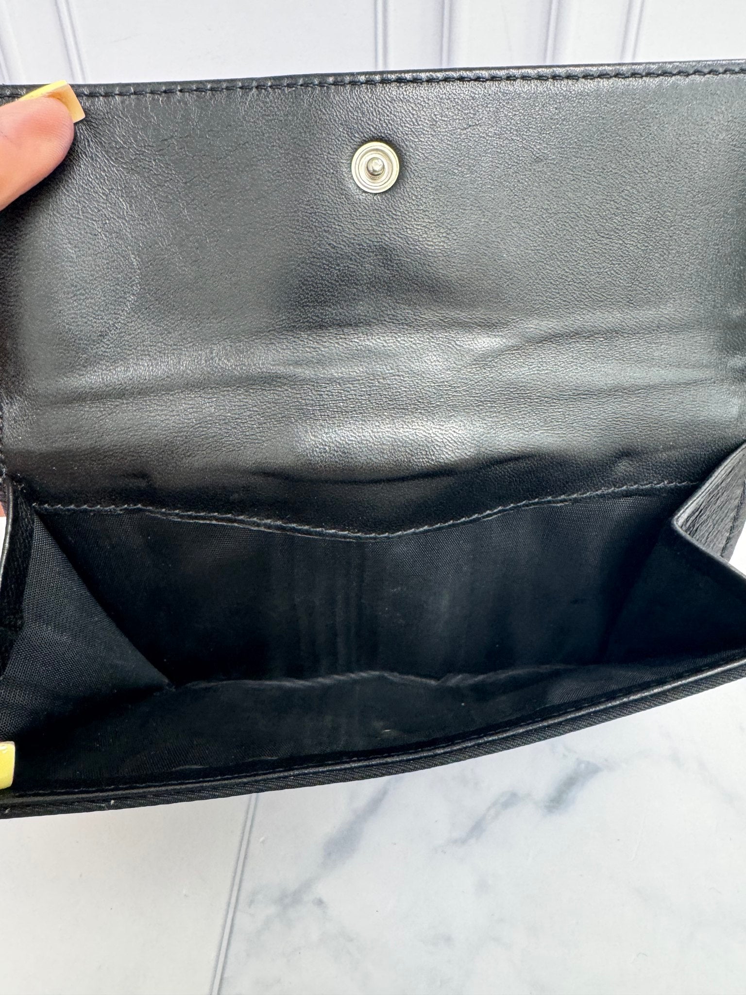 Prada Black Nylon Medium French Envelope Compact Wallet