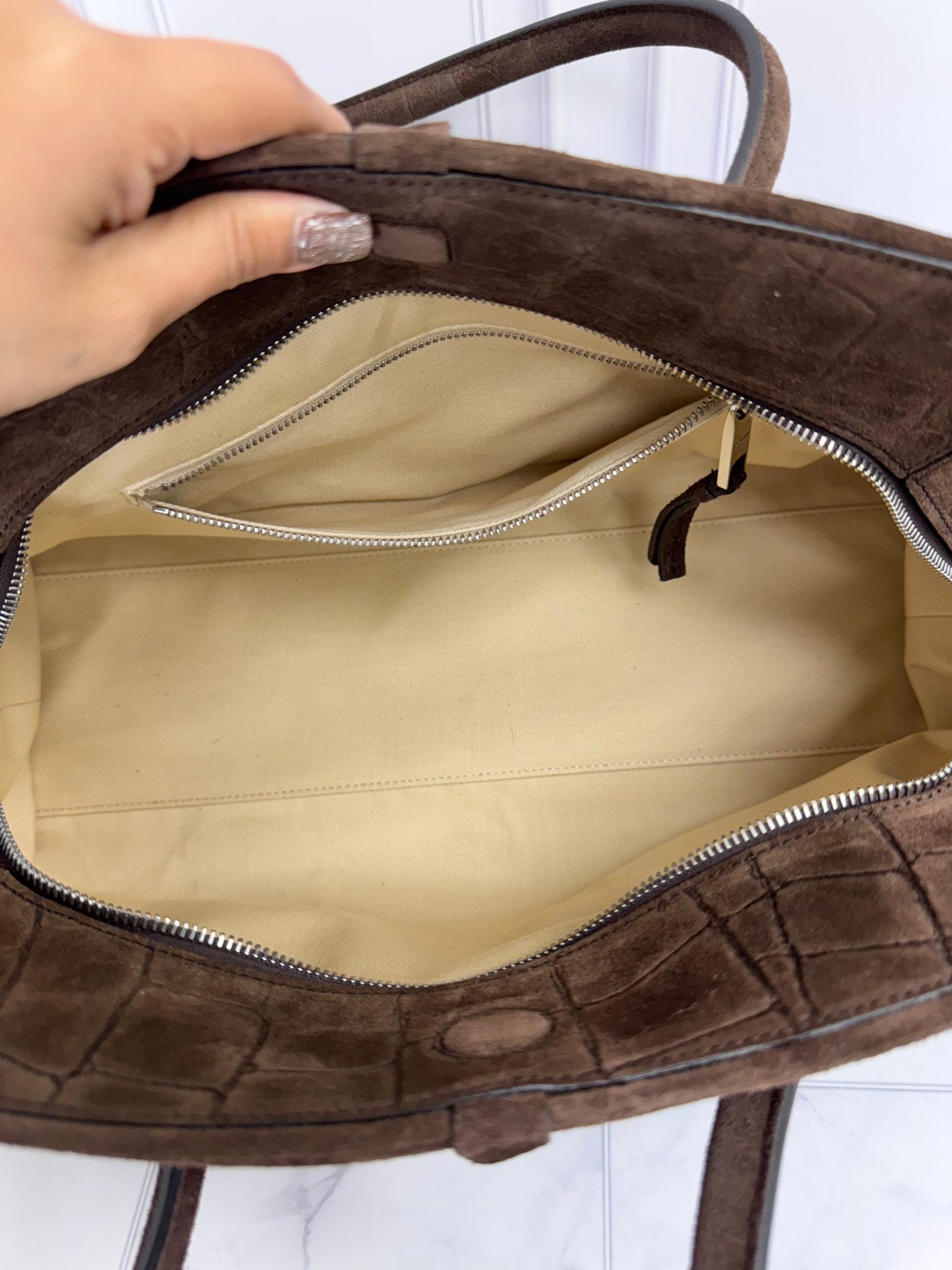 BRAND NEW Jacquemus Brown Croc Embossed Suede Le Turismo Shoulder Bag
