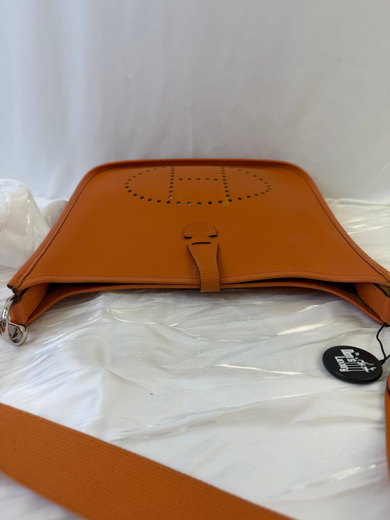 Hermes Orange Leather Evelyne Crossbody Bag PM
