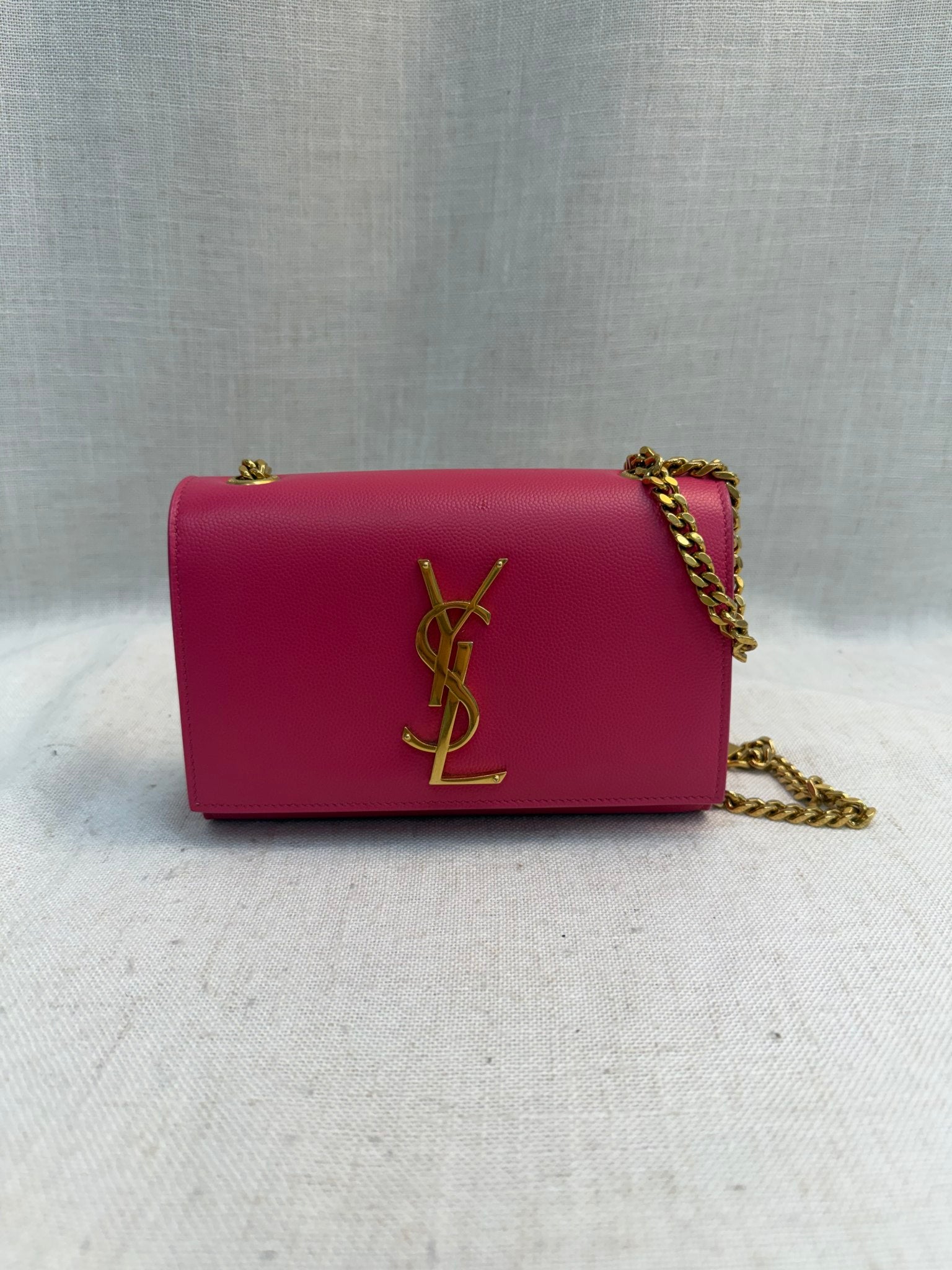 Saint Laurent YSL Pink Leather Small Kate Crossbody Bag
