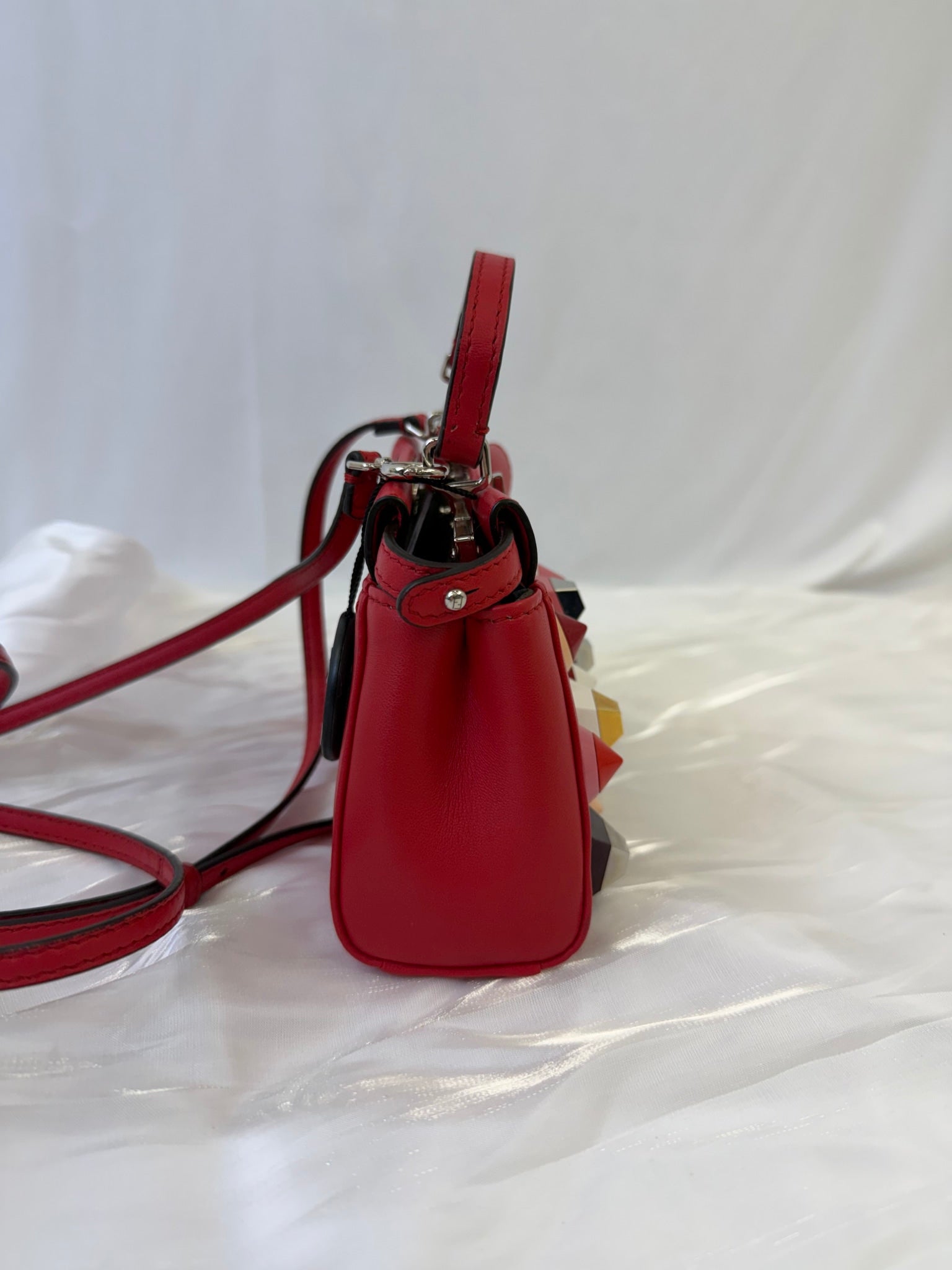 Fendi Red Leather Peekaboo Micro Bag