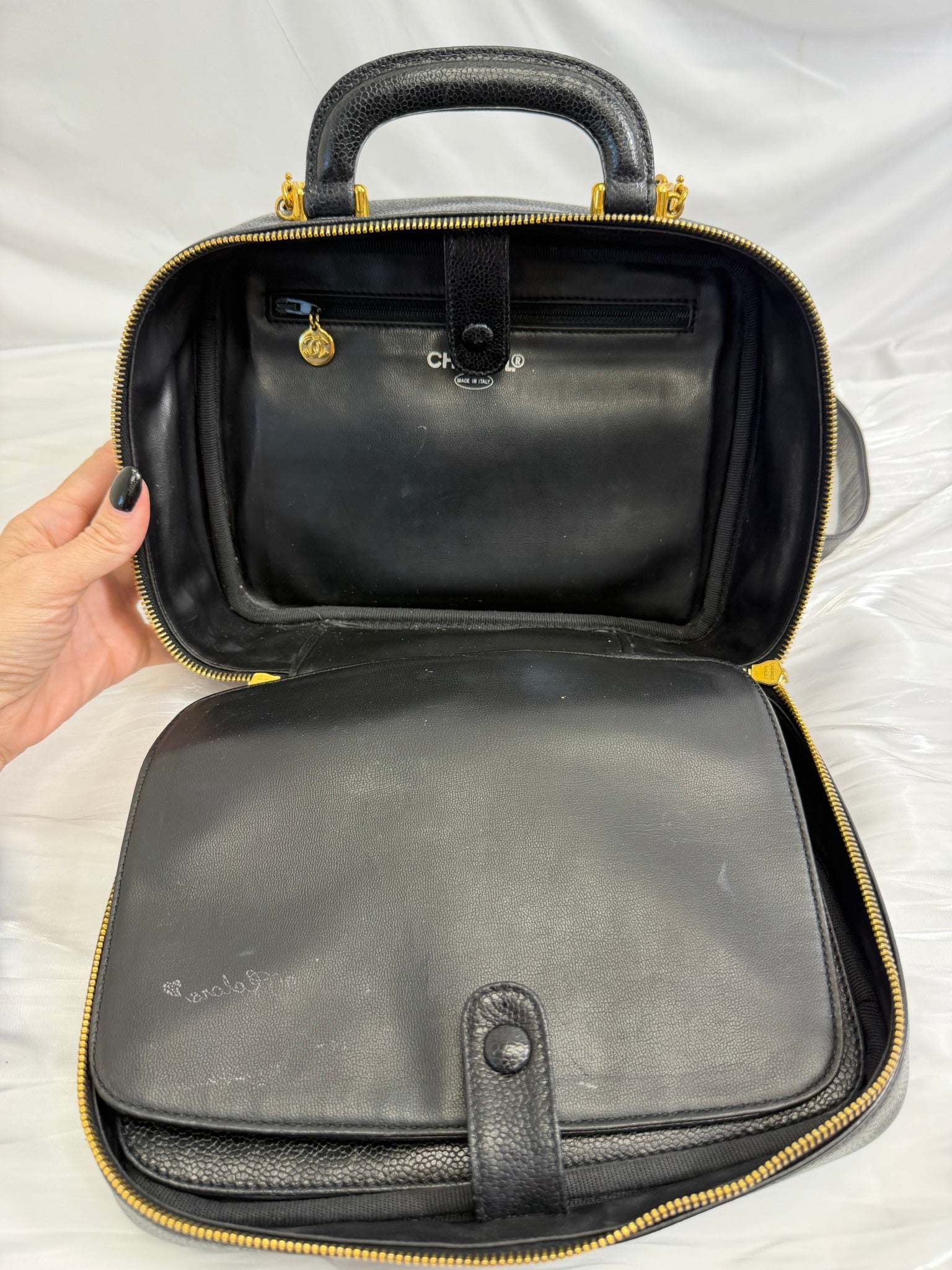 Chanel Black Caviar Large Vanity Case