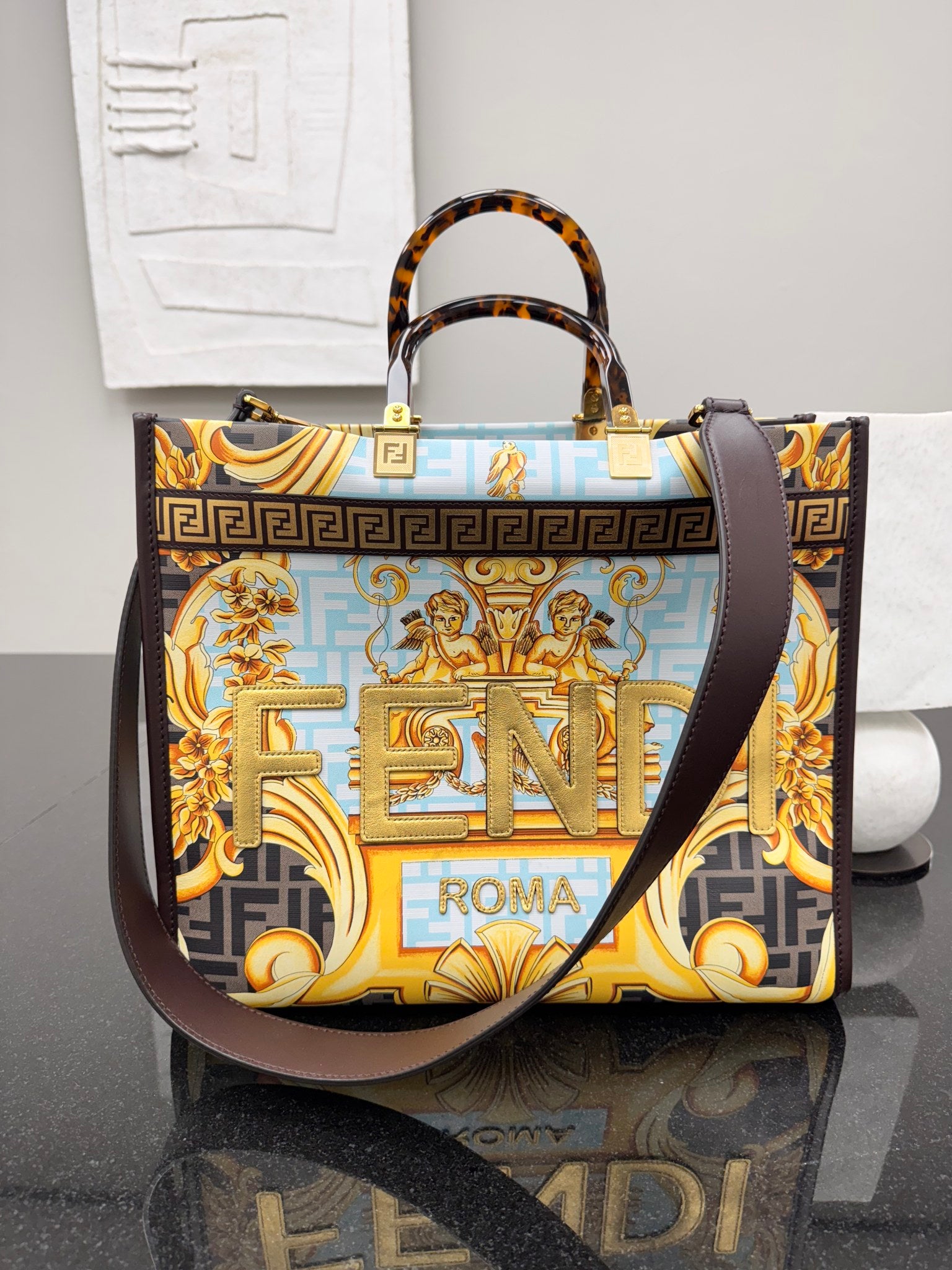 Fendi X Versace Multicolor Coated Canvas Fendace Sunshine Tote Bag