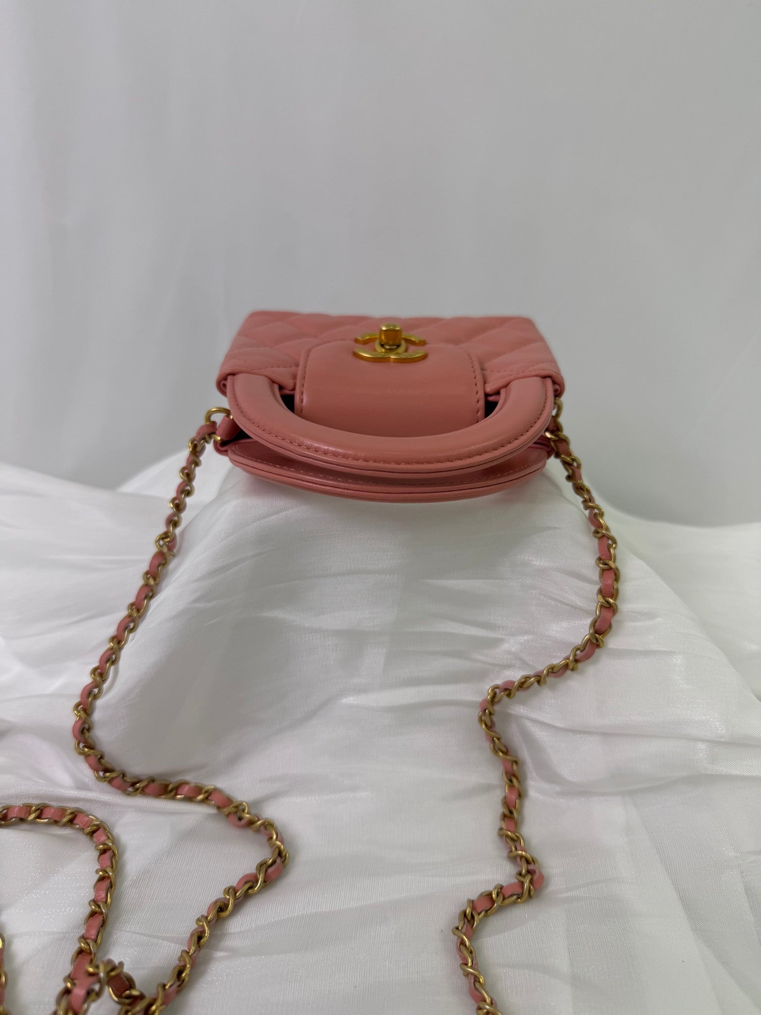 Chanel Pink Lambskin Mini Kelly Shopping Bag