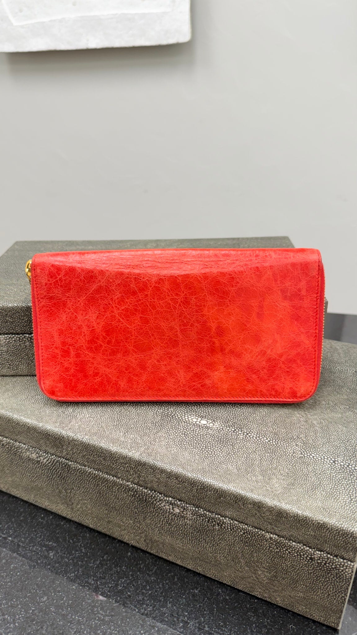 Balenciaga Red Leather Zippy Organizer