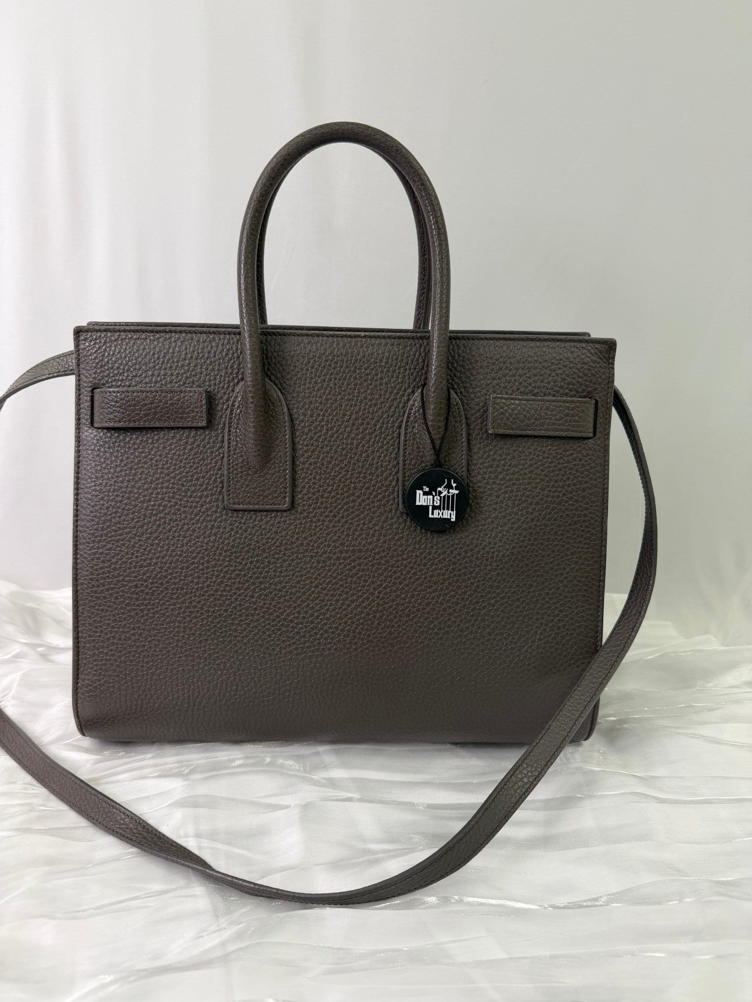 Saint Laurent Gray Leather Sac De Jour Bag