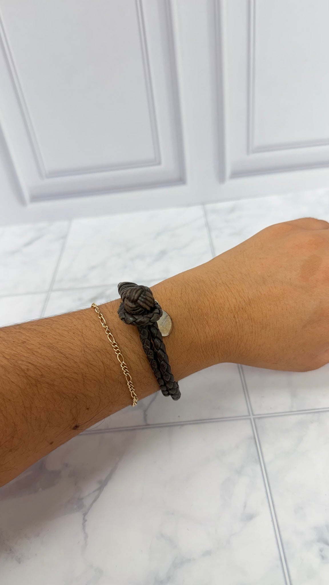 Bottega Veneta Brown Leather Knot Bracelet