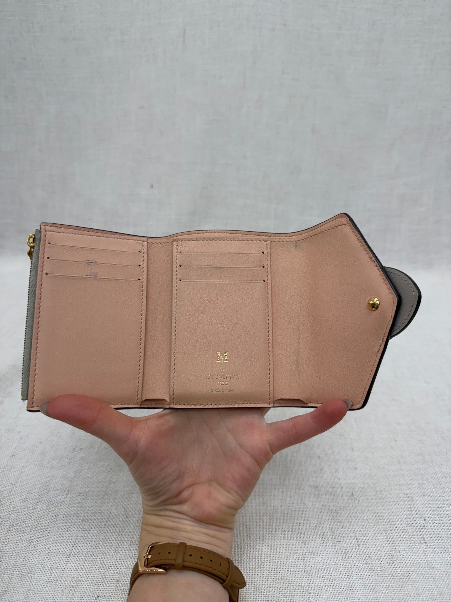 Louis Vuitton Gray Leather Pont Neuf Compact Wallet