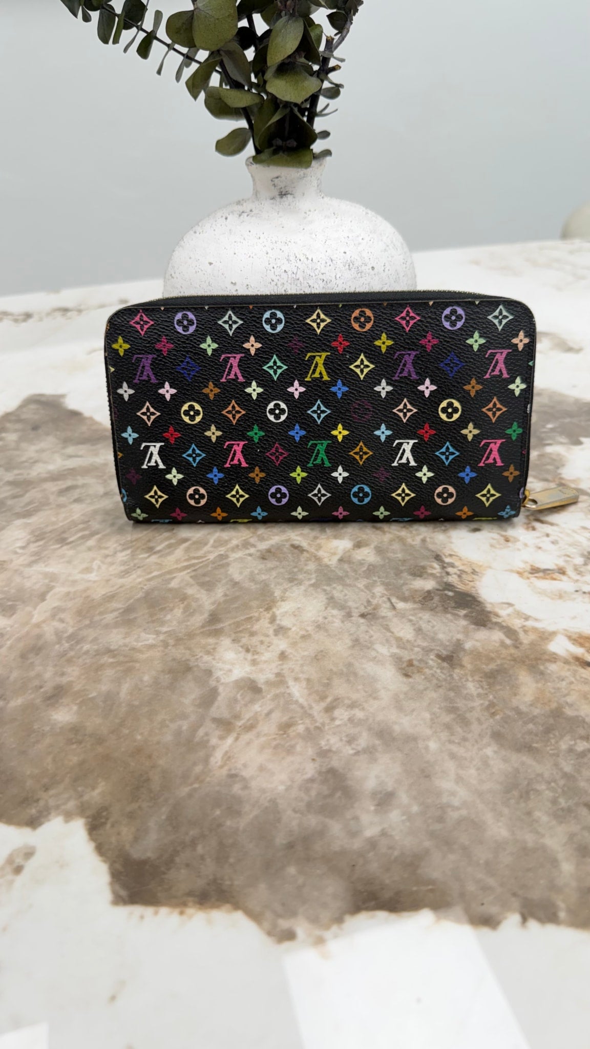 Louis Vuitton Black Multicolor Monogram Zippy Wallet