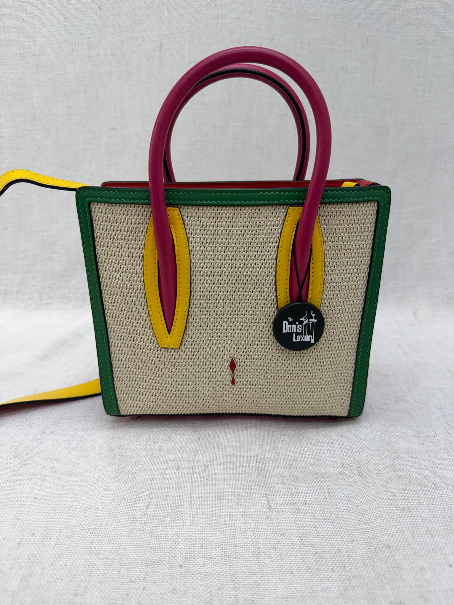 Christian Louboutin Multicolor Raffia Paloma S Mini Tote Bag