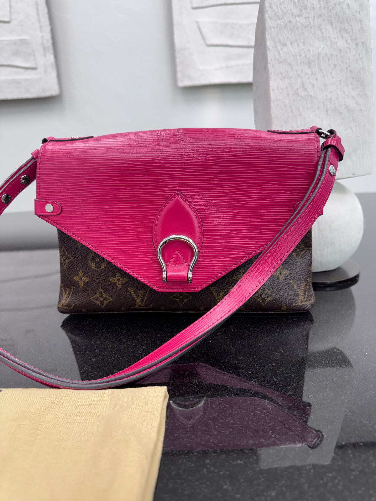 Louis Vuitton Monogram & Pink Epi Saint Michel Shoulder Bag
