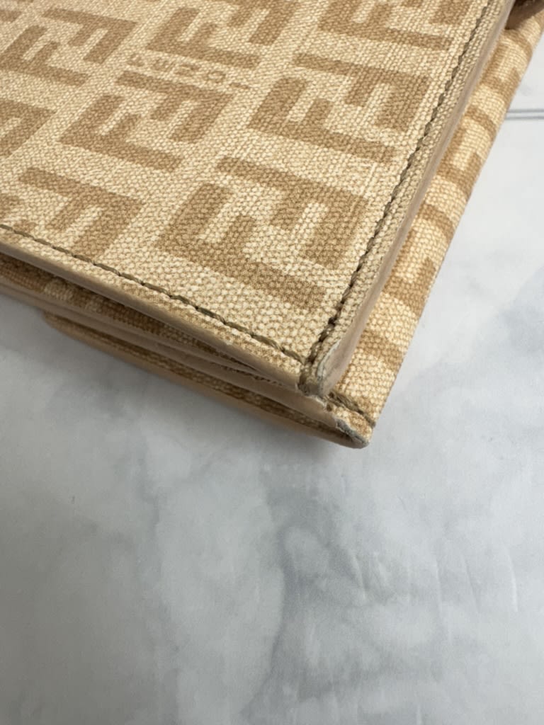 Fendi Peach Zucchino Coated Canvas Long Wallet