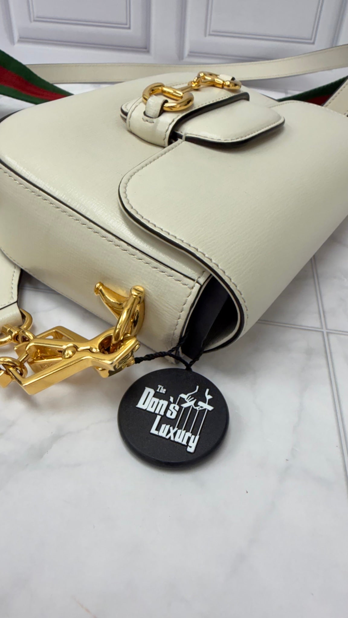Gucci Ivory Leather 1955 Small Horsebit Crossbody