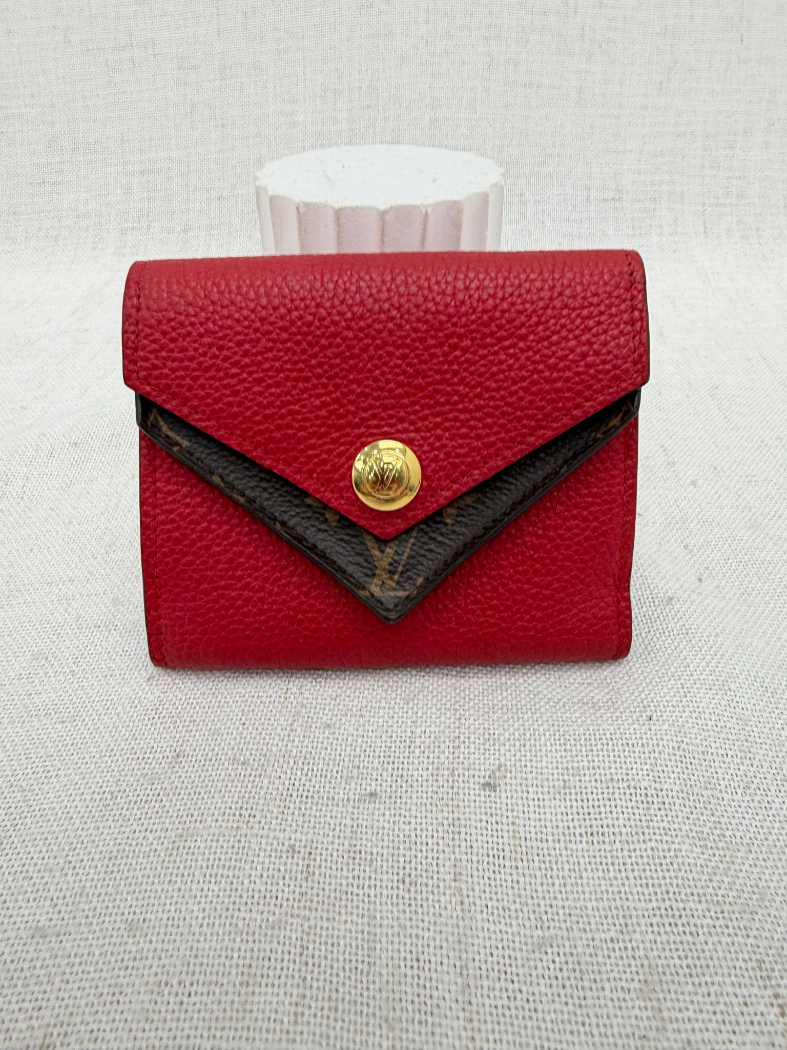 Louis Vuitton Monogram & Red Double V Compact Wallet