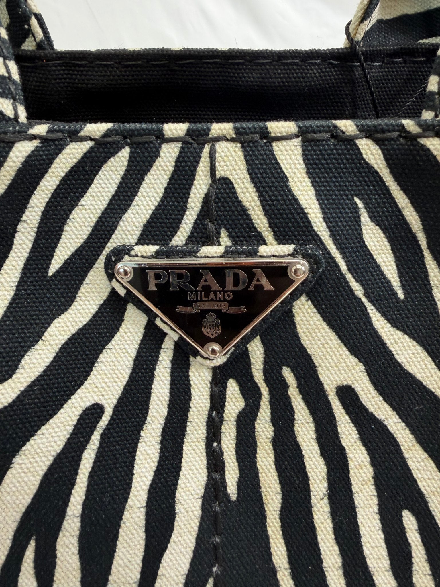 Prada Zebra Print Canvas Small Canapa Bag