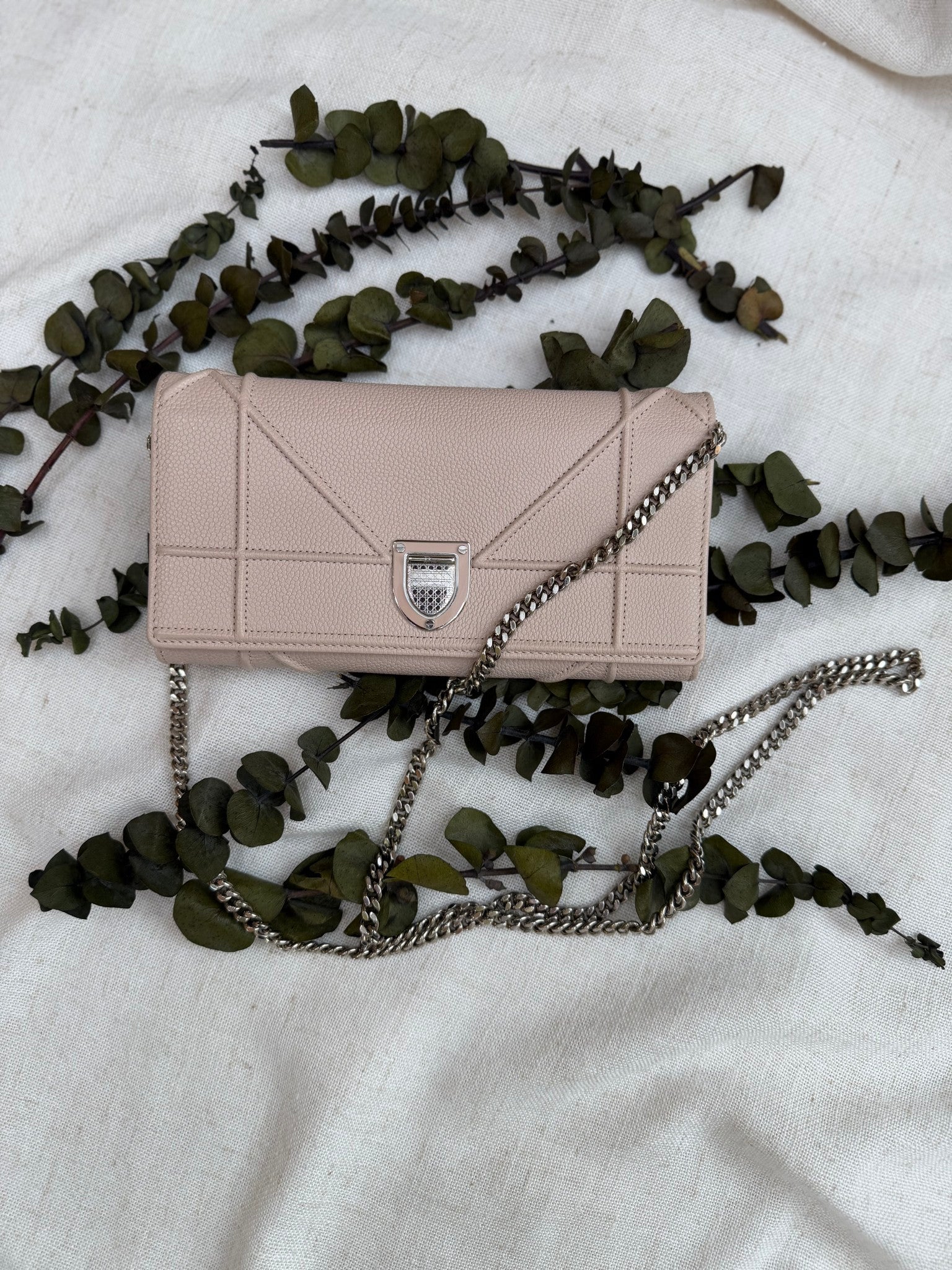 Christian Dior Dusty Rose Diorama Wallet on a Chain