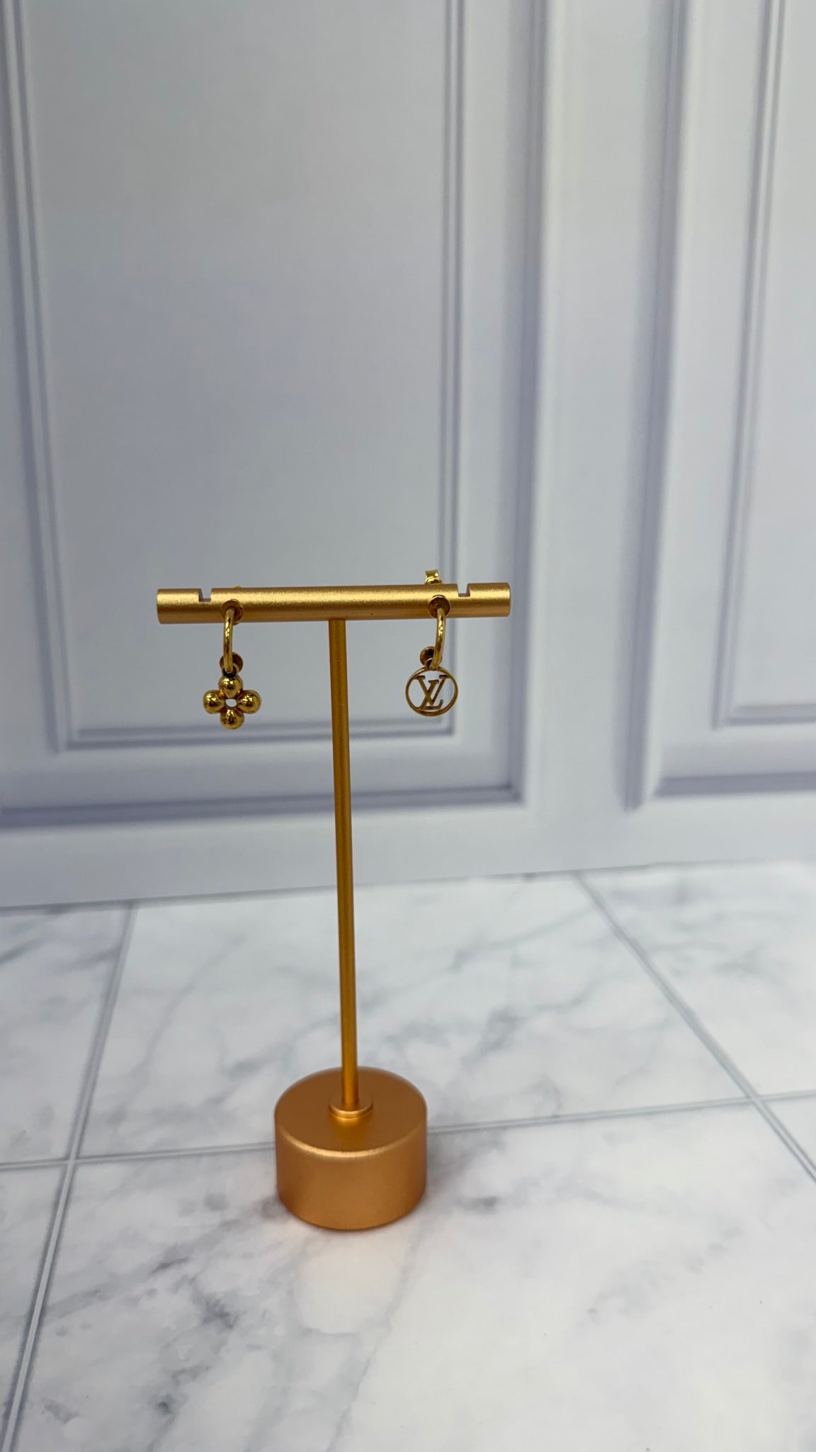 Louis Vuitton Gold Tone Blooming Earrings