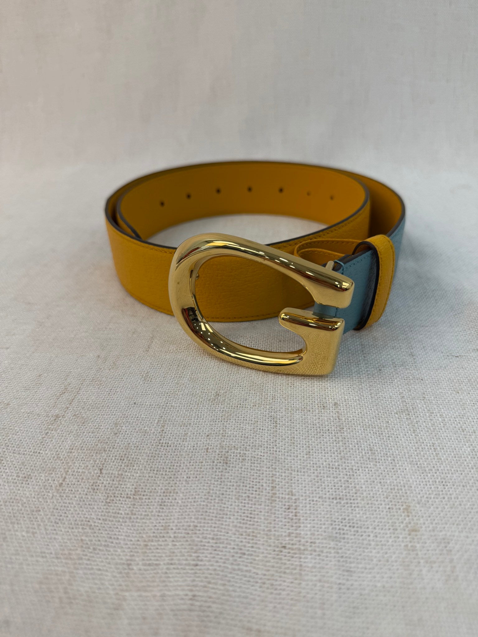 Gucci Teal and Yellow Leather Belt 85/34
