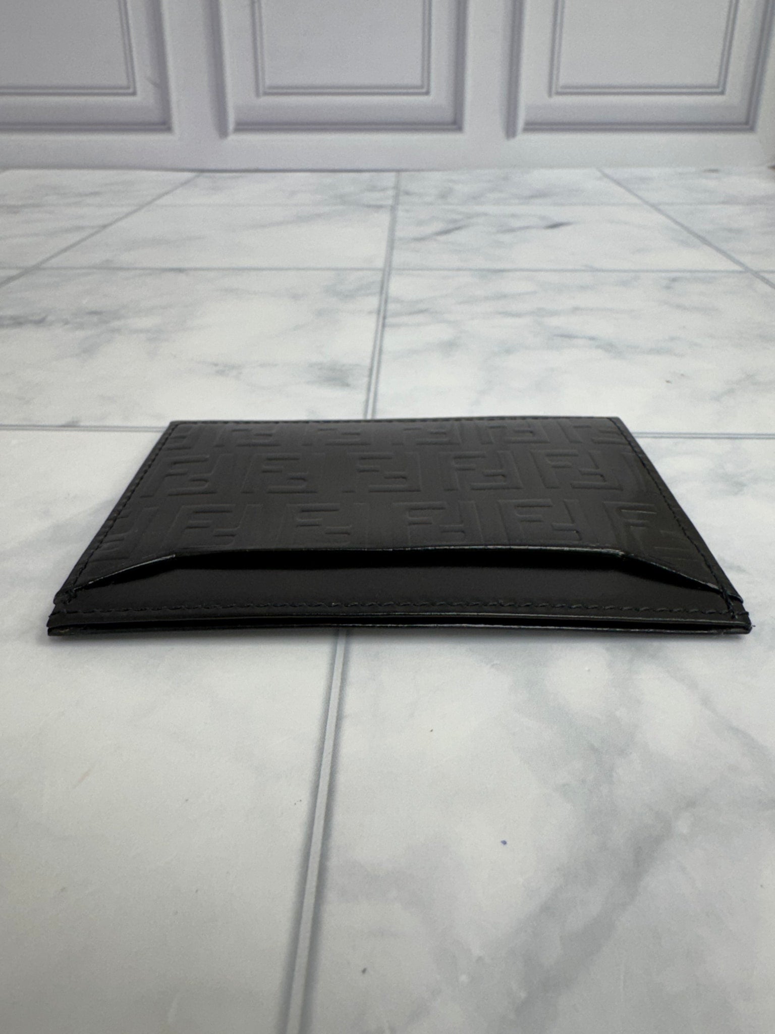 LIKE NEW - Fendi Black Zucchino Embossed Patent Leather Card Case