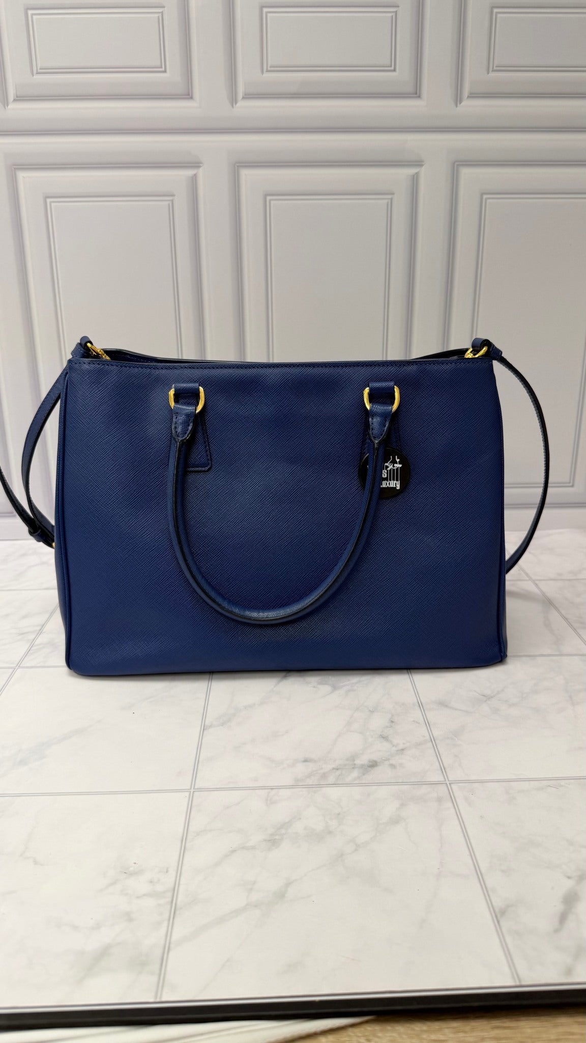 Prada Blue Saffiano Leather Medium Galleria Tote