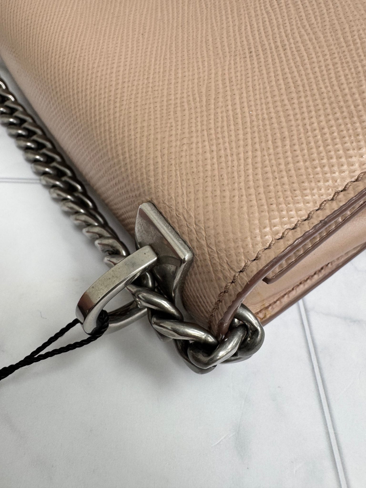 Prada Beige Saffiano Leather Chain Envelope Flap Bag