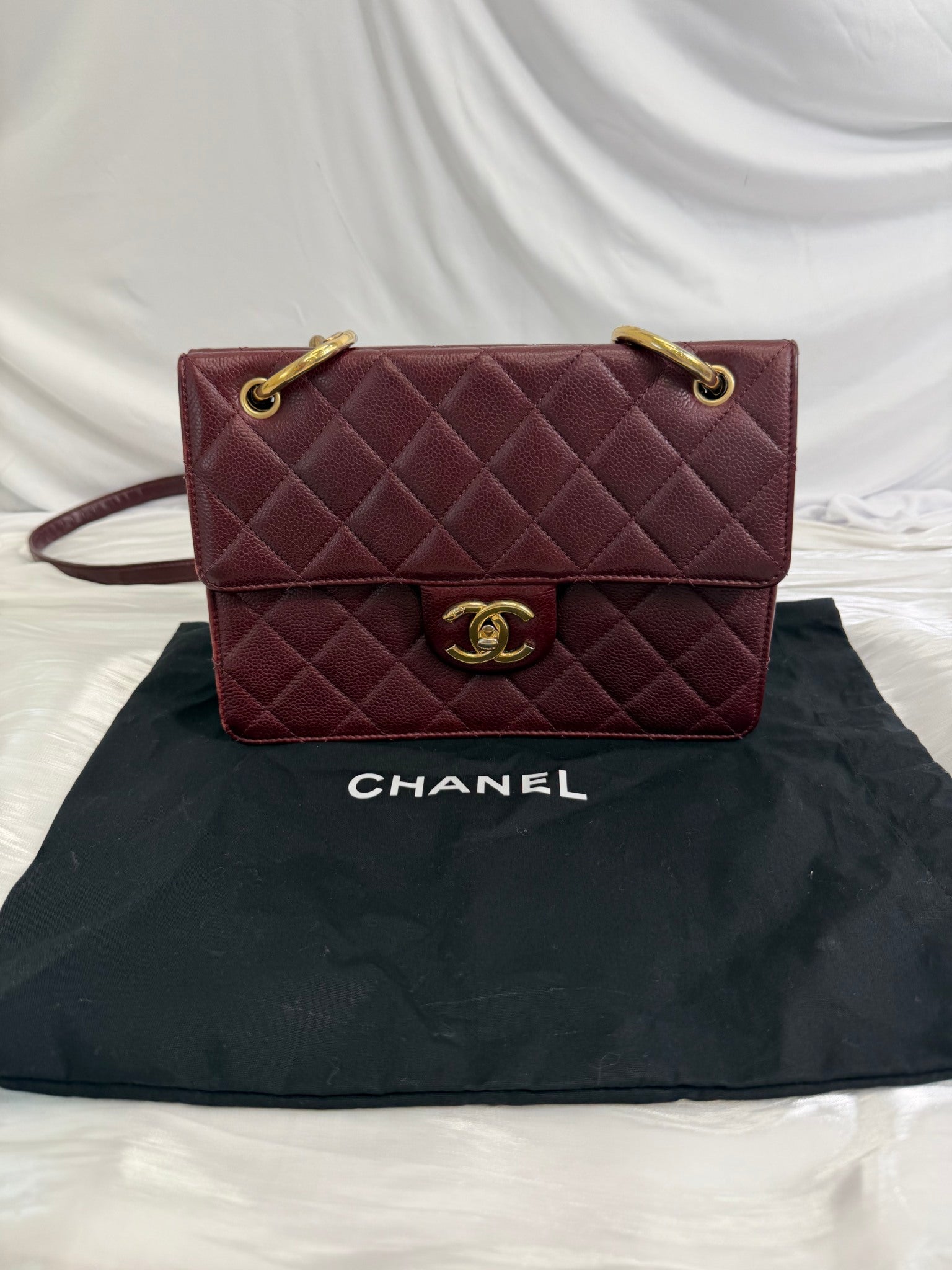 Chanel Burgundy Caviar Retro Flap Bag