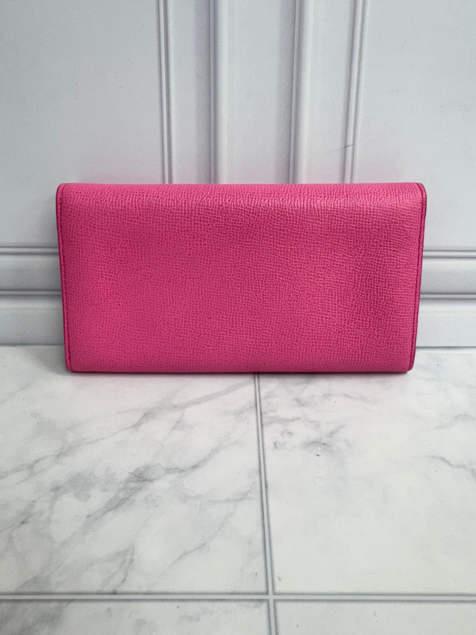 MCM Pink Grained Leather Envelope Long Wallet