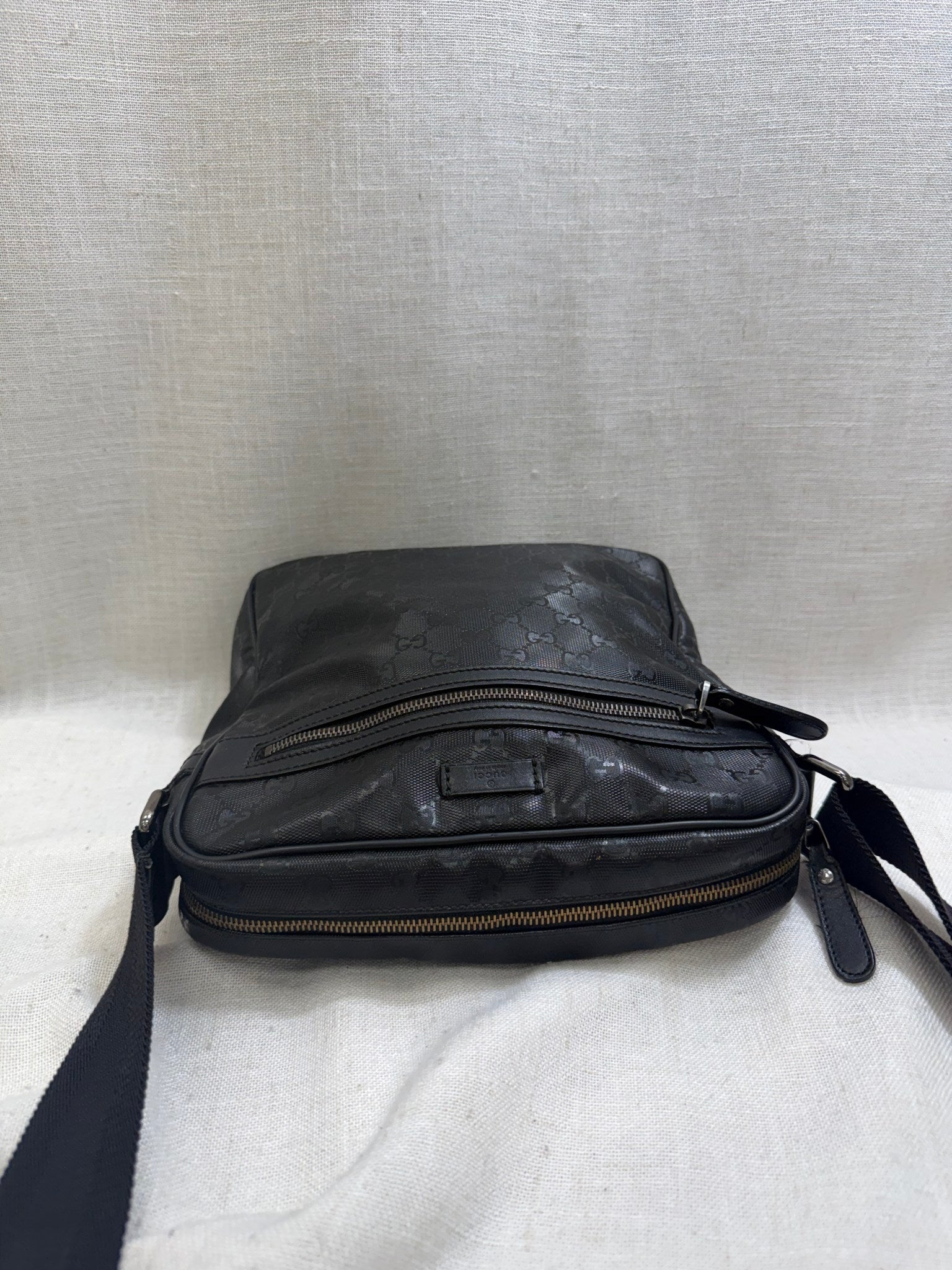 Gucci Black Coated Canvas GG Imprime Messenger Bag