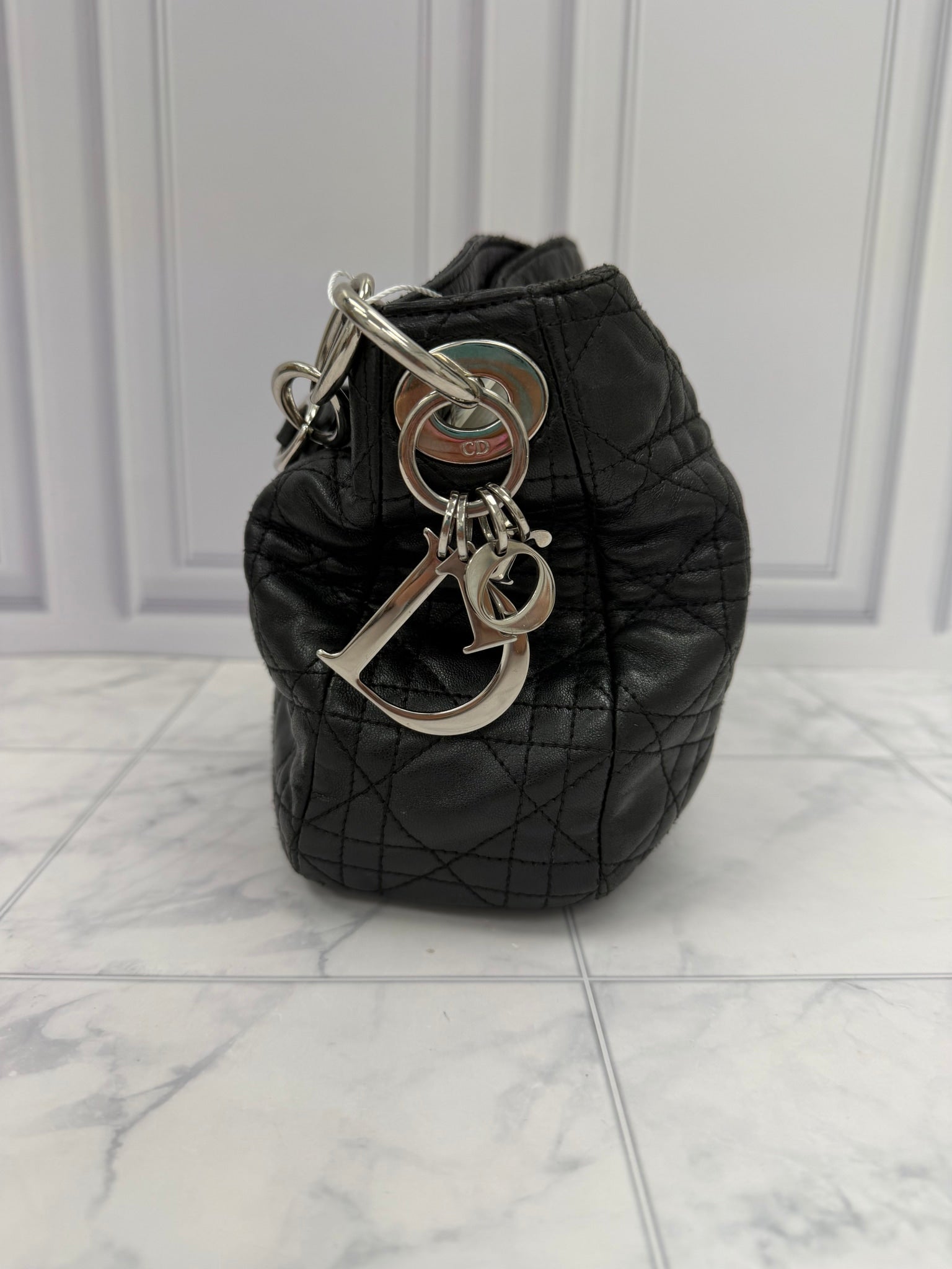 Christian Dior Black Cannage Lambskin Soft Hobo Bag