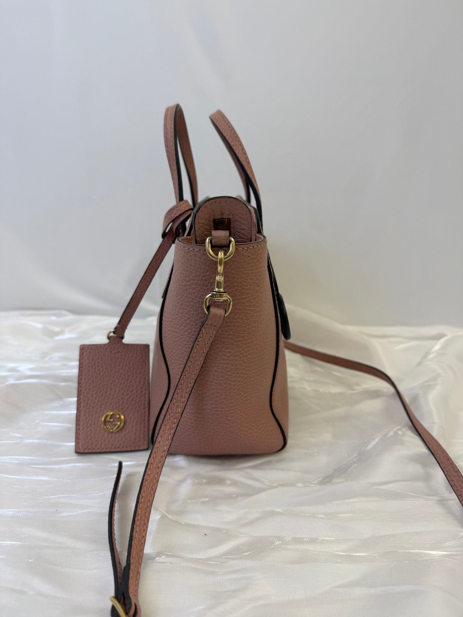 Gucci Light Pink Leather Two Way Swing Tote Bag