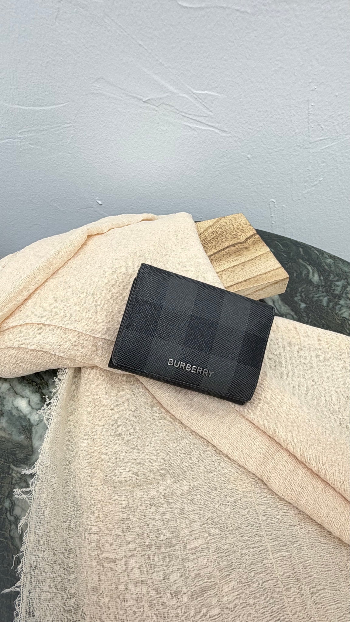 Burberry Grey And Black PVC Trifold Wallet